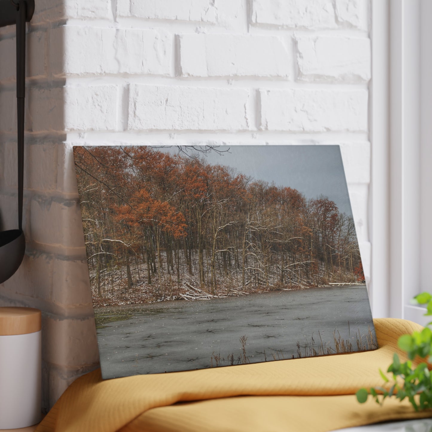 U R There Photography The Freeze of Thornville Rustic Farmhouse Tempered-Glass Cutting Board