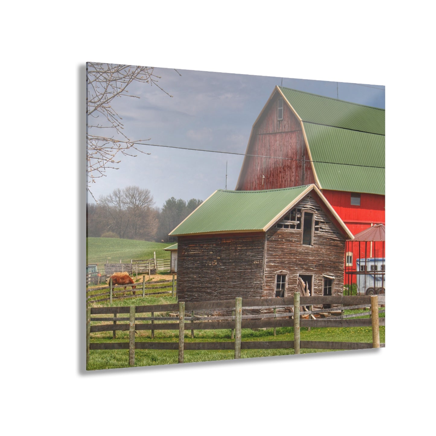 U R There Photography Oregon Road Tilted Little Grey Rustic Farmhouse Acrylic Wall Print