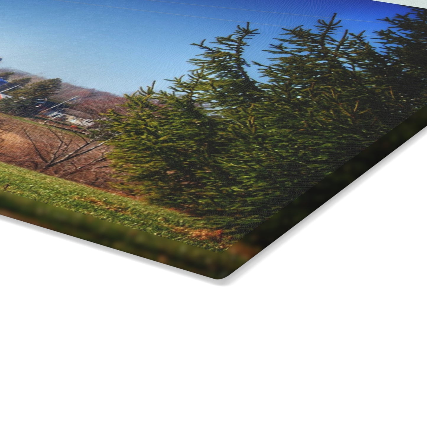 U R There Photography Across the Field on Brocker Road Rustic Farmhouse Tempered-Glass Cutting Board