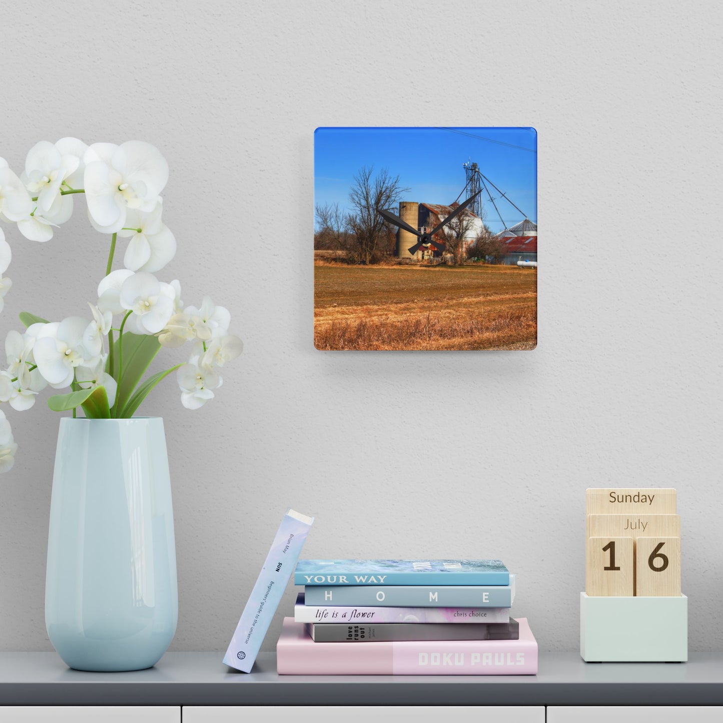 U R There Photography North Cemetery Roads Forgotten Grey Rustic Farmhouse Acrylic Analog Wall Clock