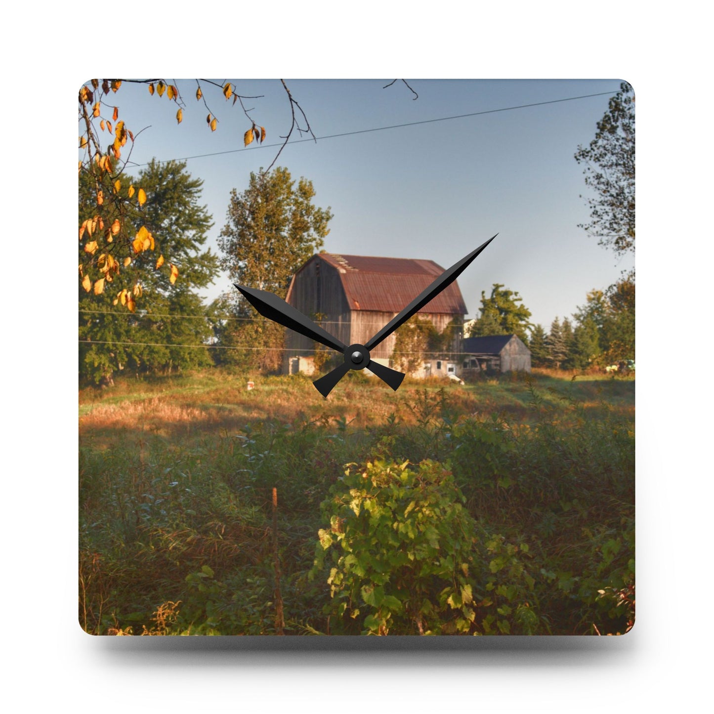U R There Photography Swaffer Road Little Grey Rustic Farmhouse Acrylic Analog Wall Clock