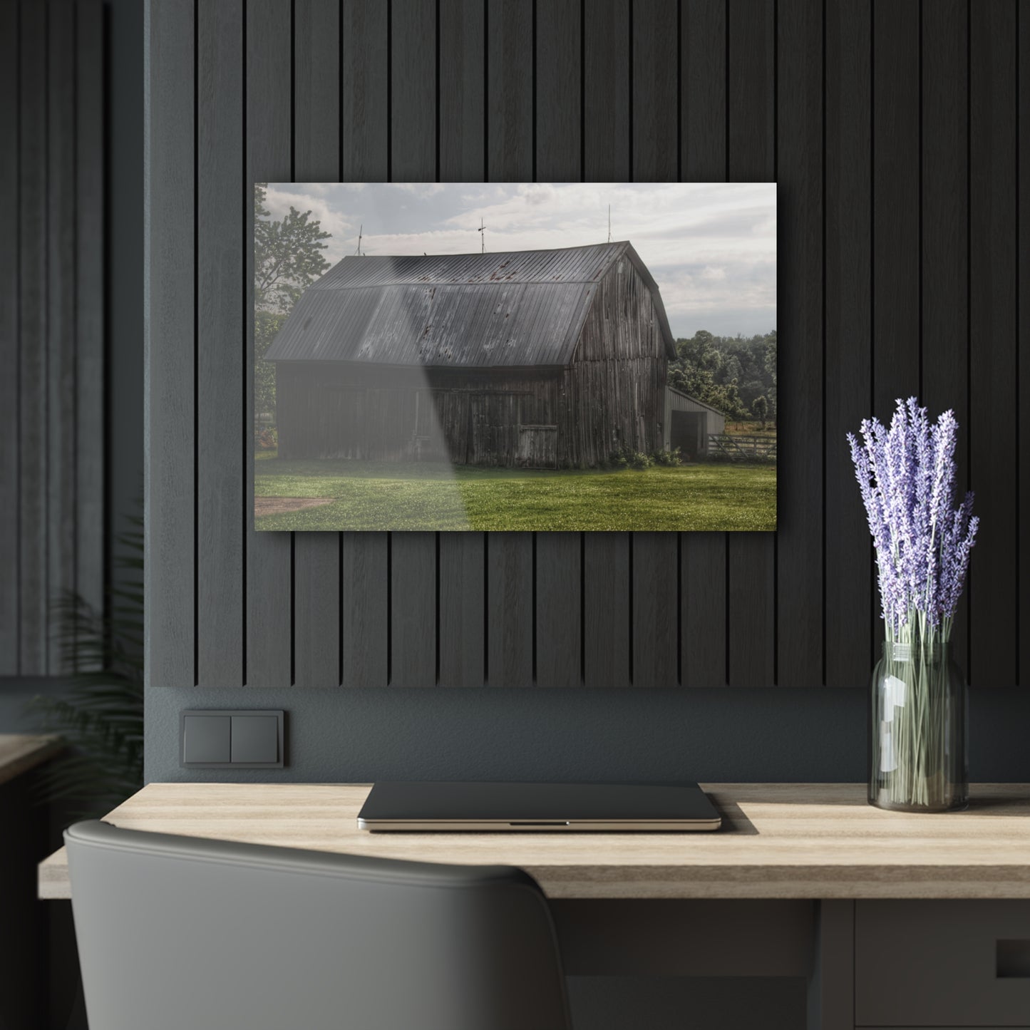U R There Photography Rich Road Grey Rustic Farmhouse Acrylic Wall Print