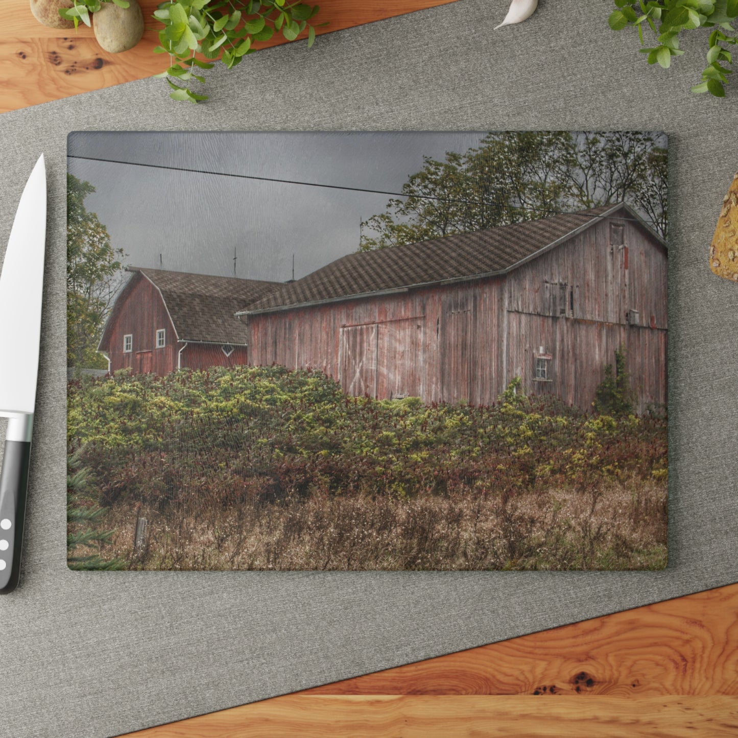 U R There Photography Washburn Reds I Rustic Farmhouse Tempered-Glass Cutting Board