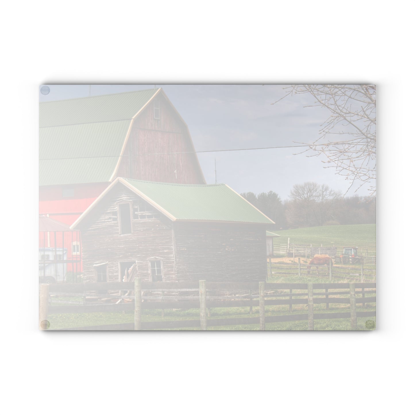 U R There Photography Oregon Road Tilted Little Grey Rustic Farmhouse Tempered-Glass Cutting Board