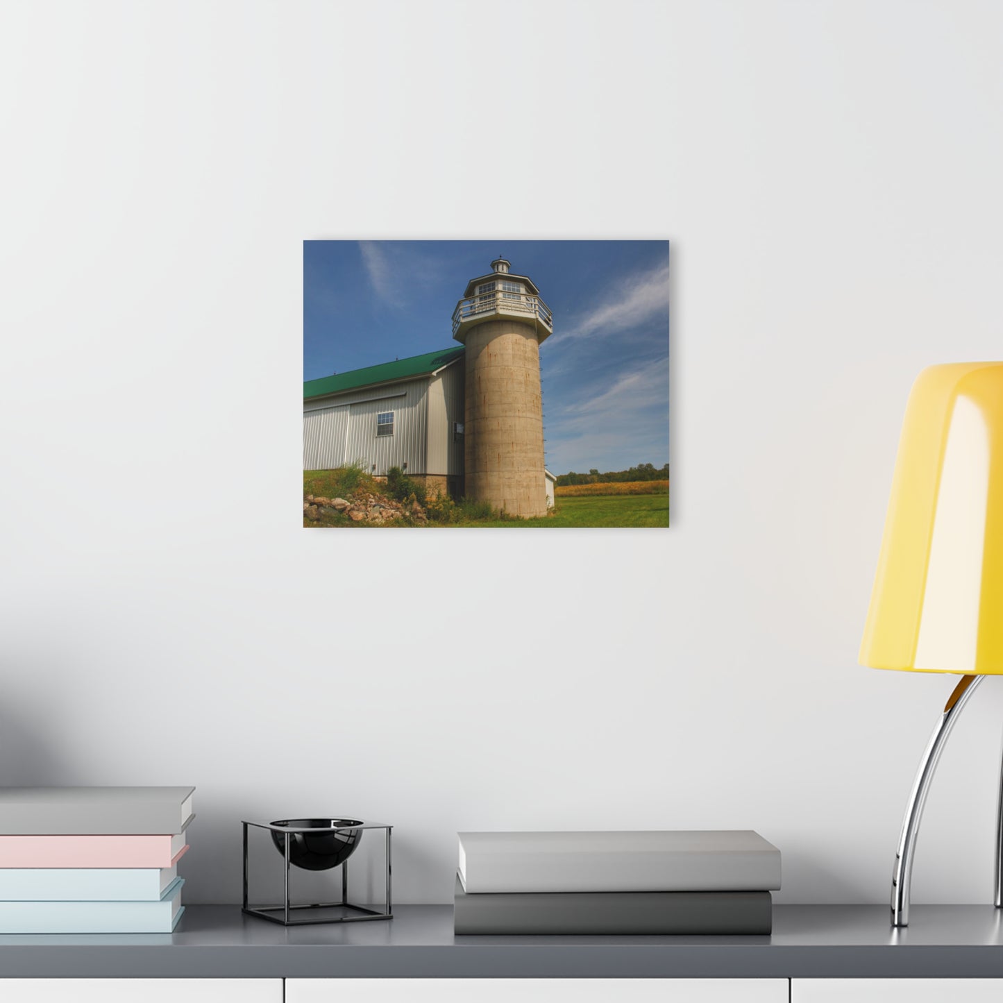 U R There Photography Phelps Road Lighthouse Barn II Rustic Farmhouse Acrylic Wall Print