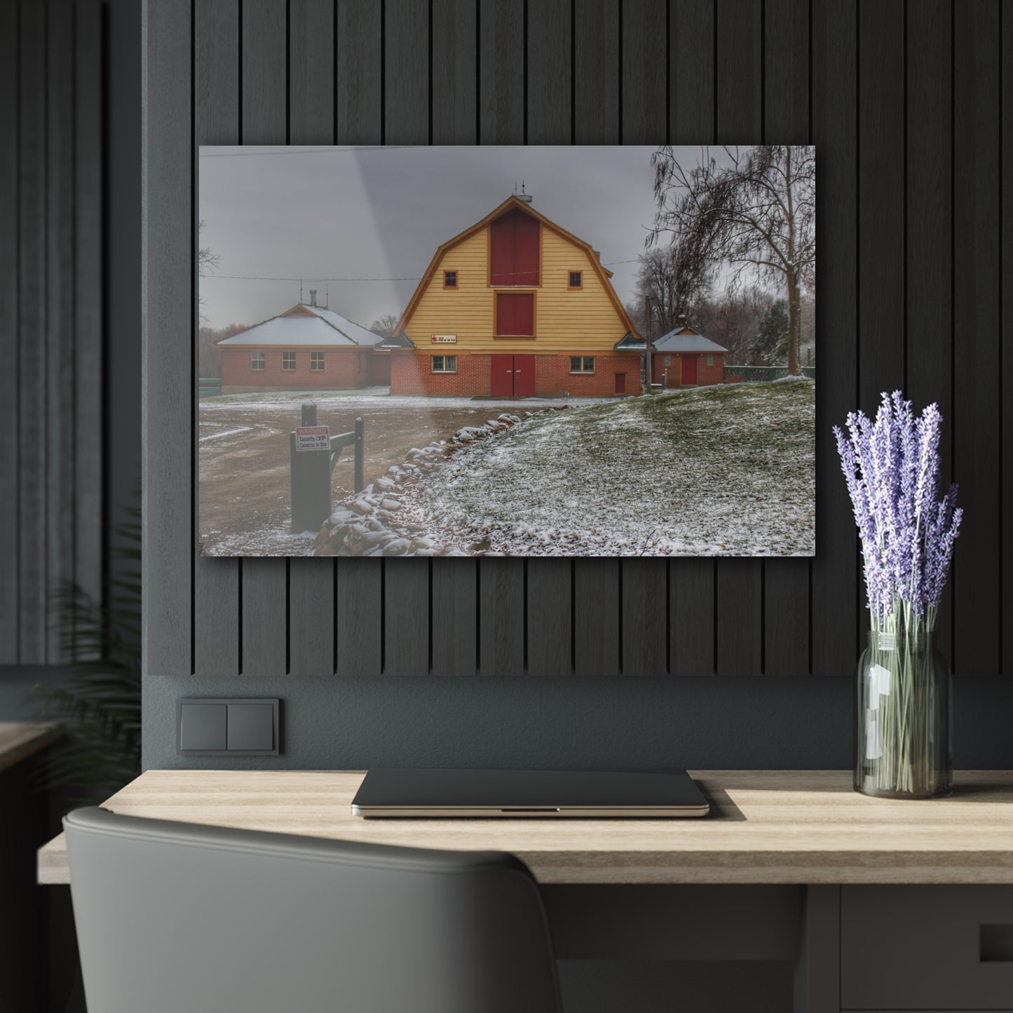 U R There Photography Yellow Barn of Bordman Rustic Farmhouse Acrylic Wall Print