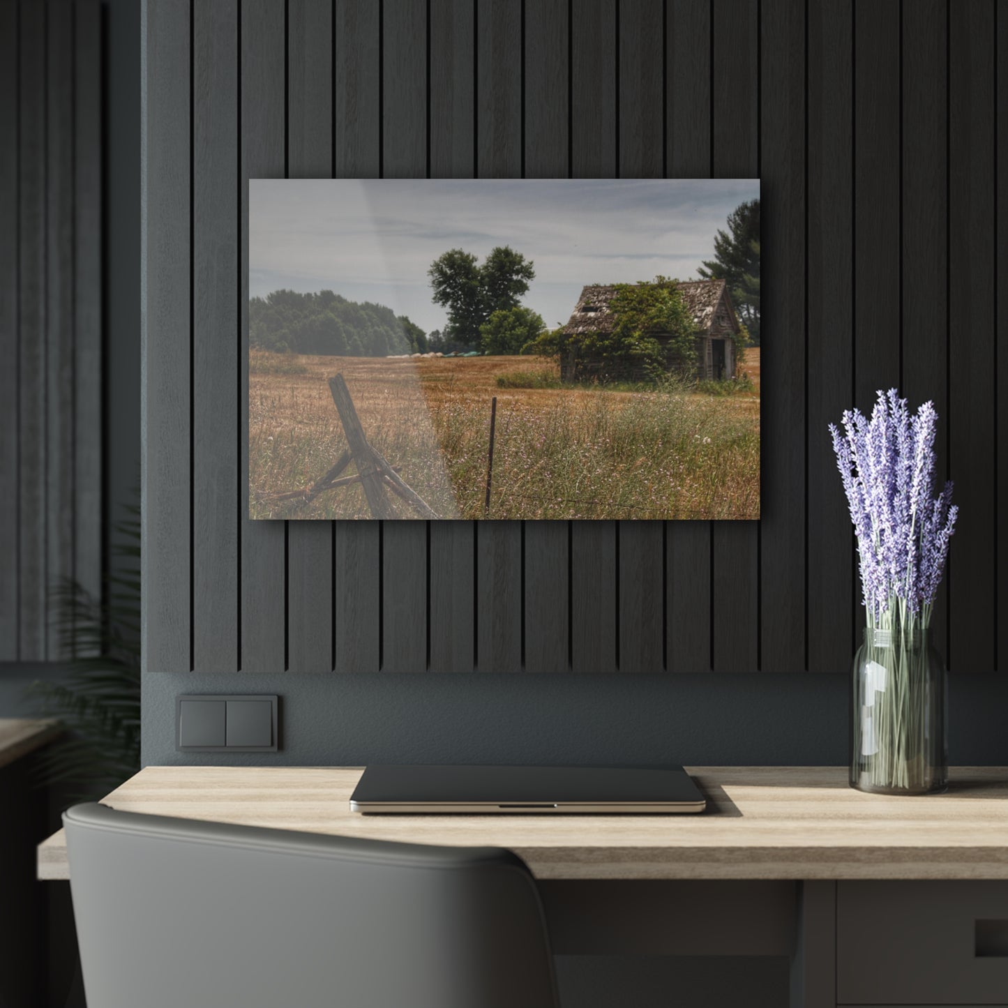 U R There Photography U R There Photography Waterman Road Shack Beyond the Fence Rustic Farmhouse Acrylic Wall Print