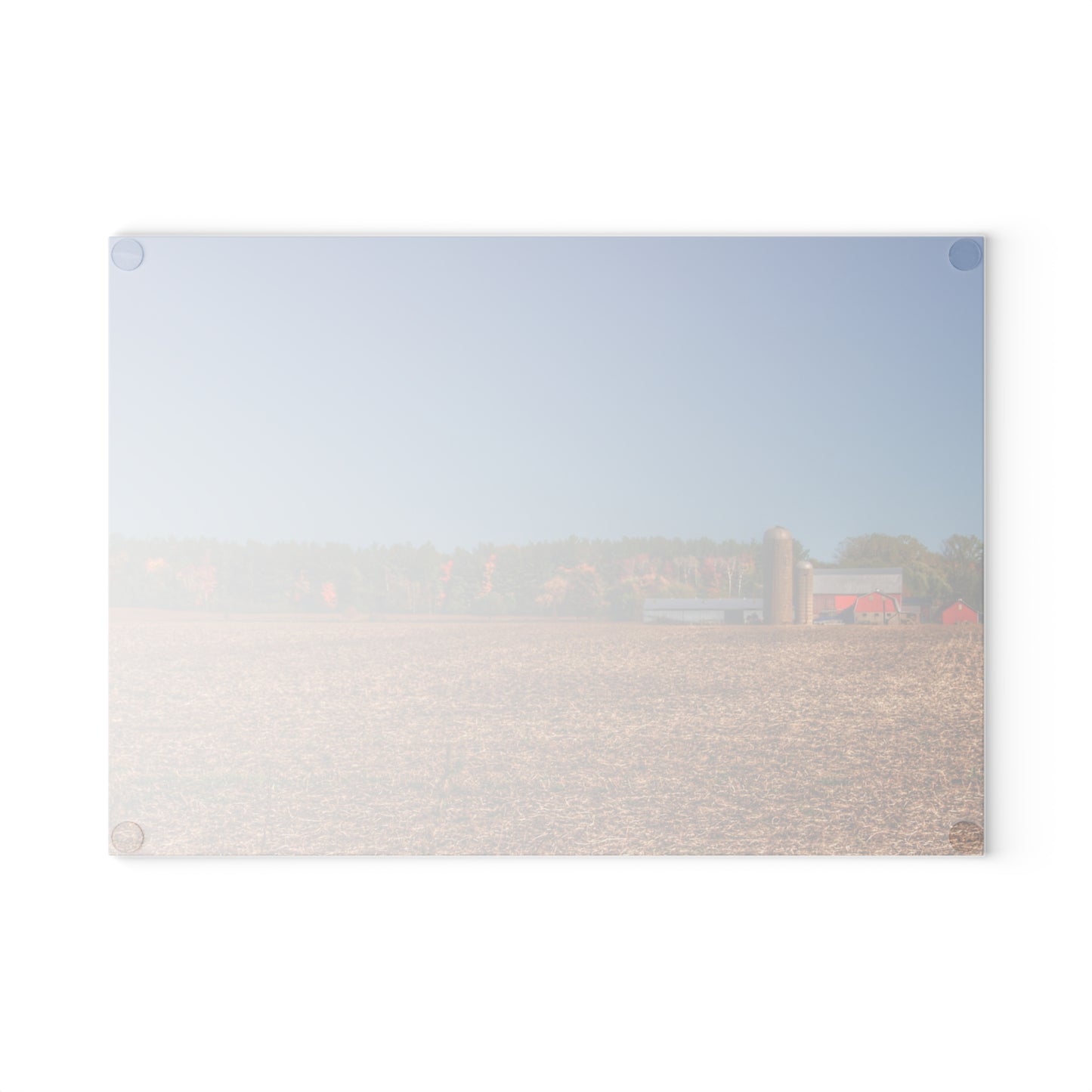 U R There Photography Rowe Road Farm Across the Field Rustic Farmhouse Tempered-Glass Cutting Board