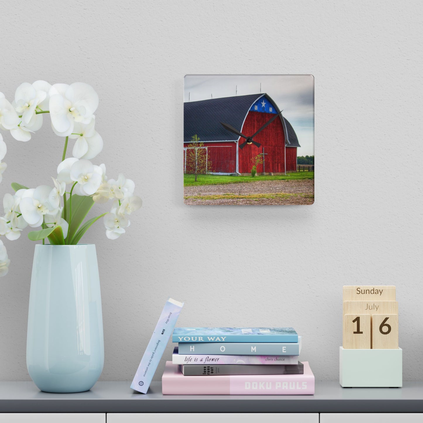 U R There Photography M-24 Star Barn Rustic Farmhouse Acrylic Analog Wall Clock