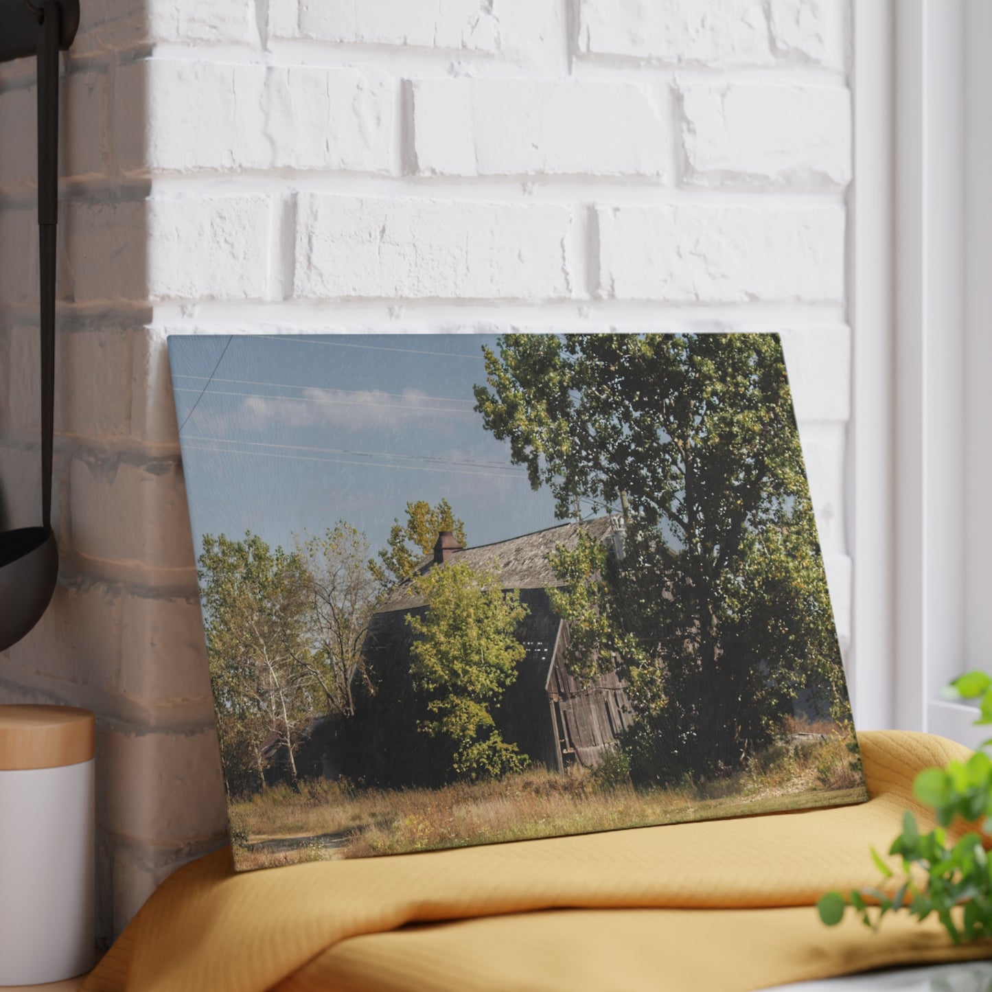 U R There Photography Barnes Road Grey Rustic Farmhouse Tempered-Glass Cutting Board