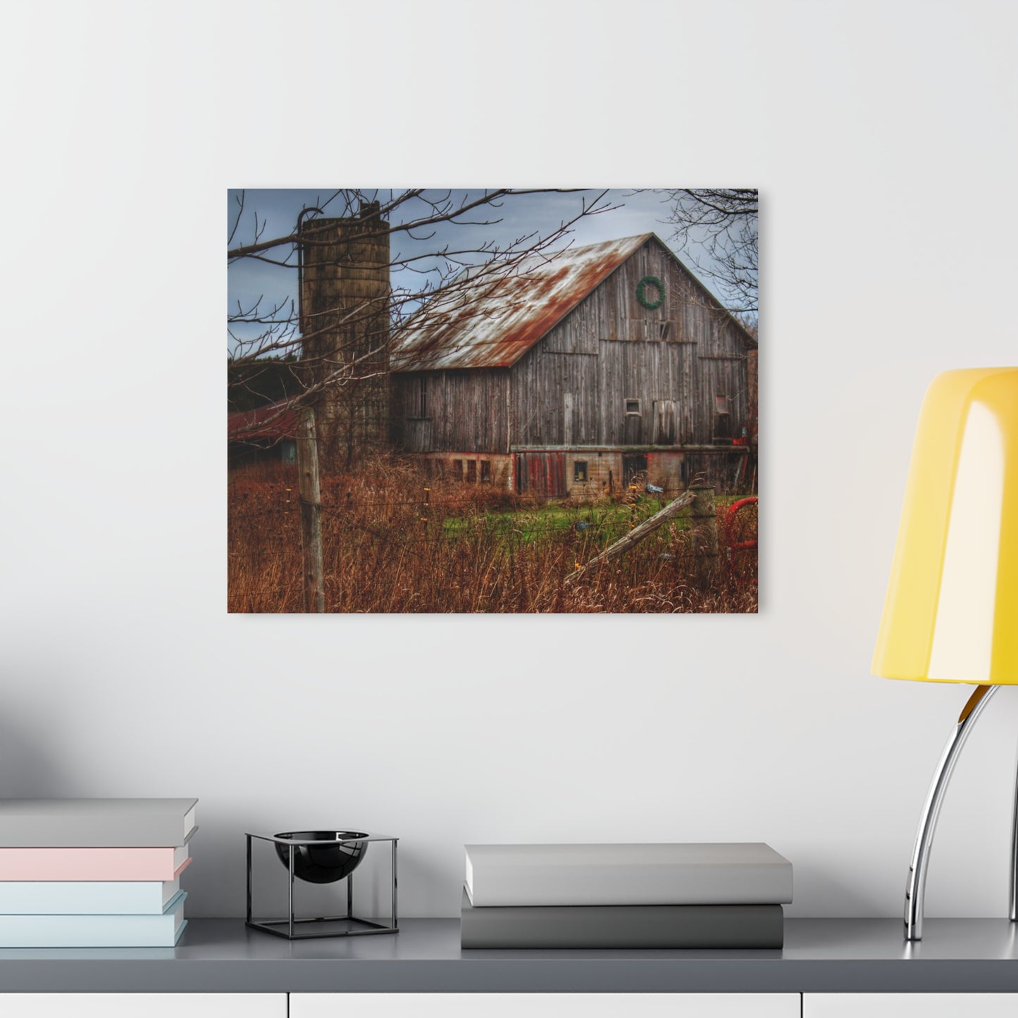 U R There Photography Churchill Christmas Barn II Rustic Farmhouse Acrylic Wall Print