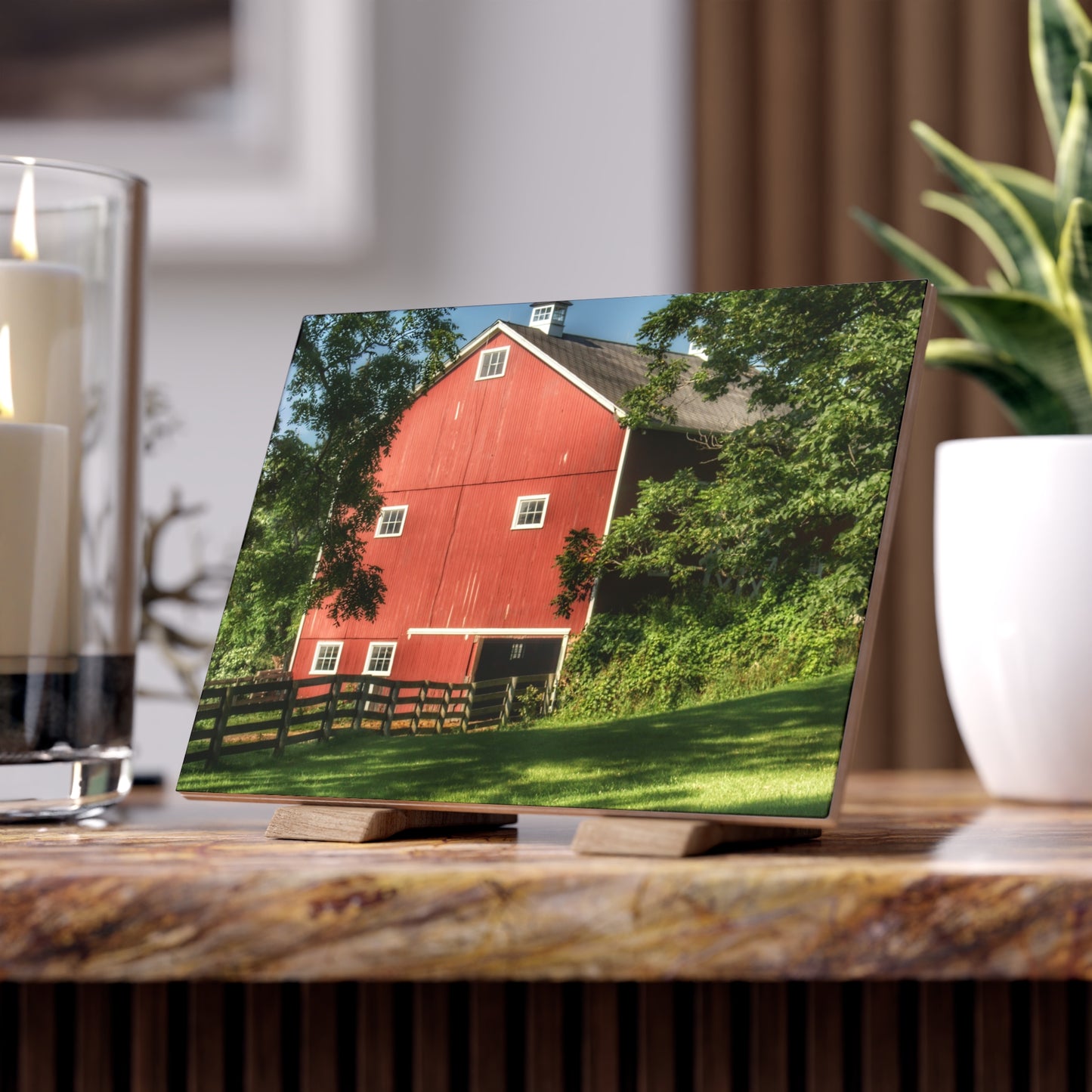 U R There Photography Oxford Red Rustic Farmhouse Decorative Ceramic Tile