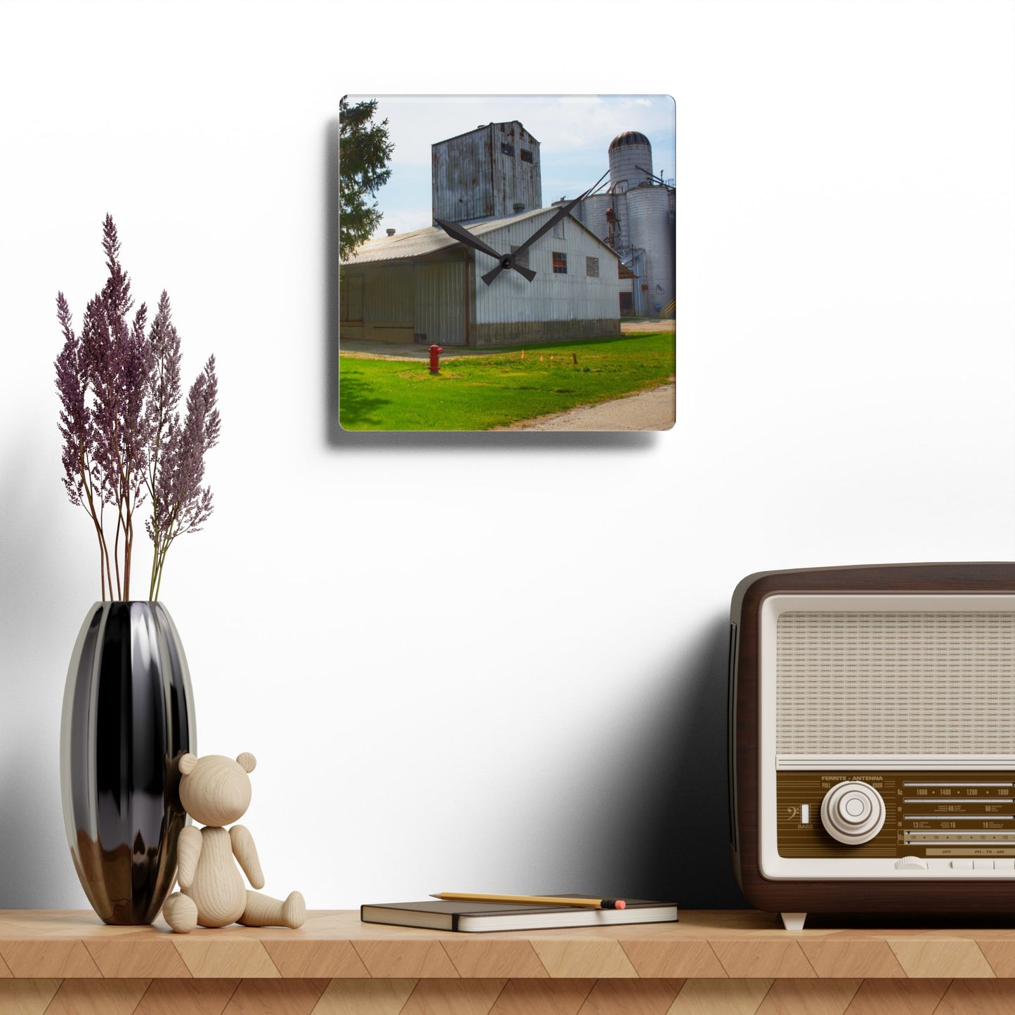 U R There Photography Unionville Grainery Rustic Farmhouse Acrylic Analog Wall Clock