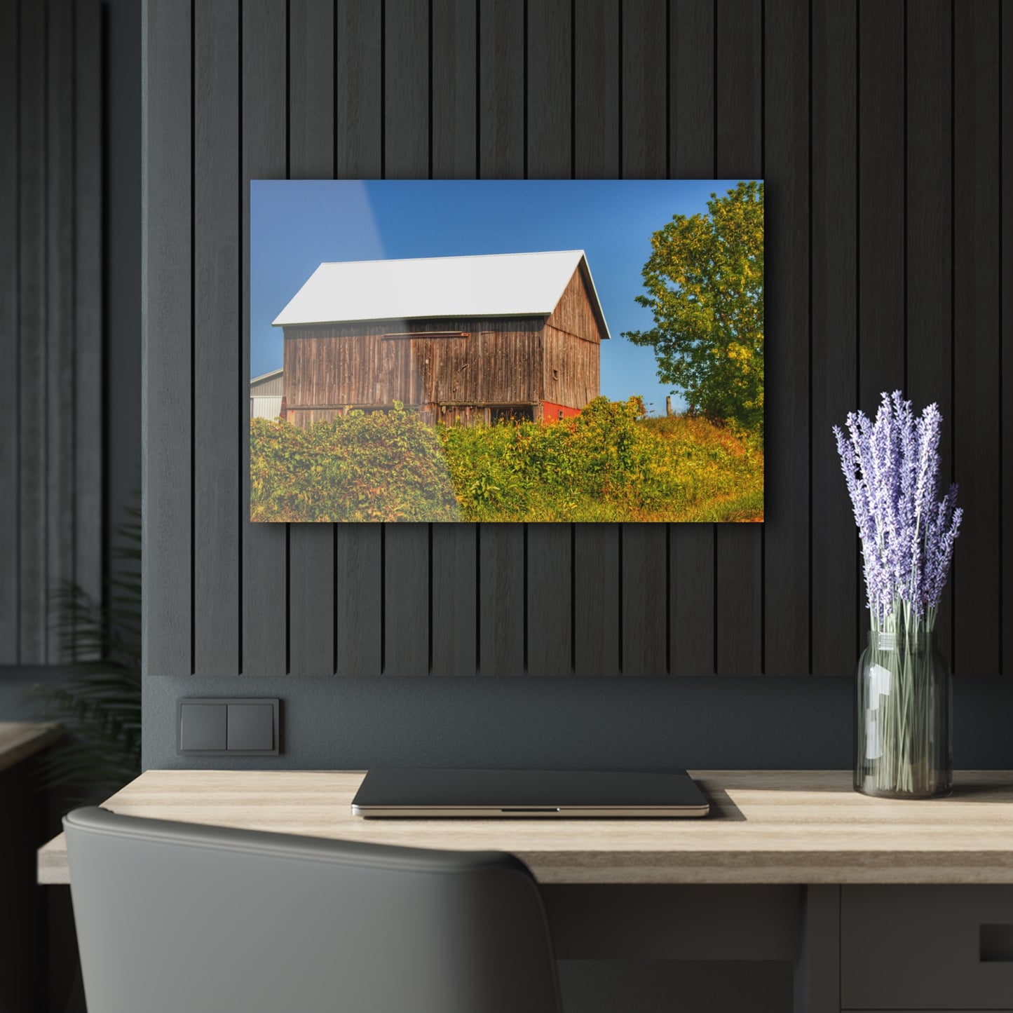 U R There Photography Hilltop High Grey Rustic Farmhouse Acrylic Wall Print