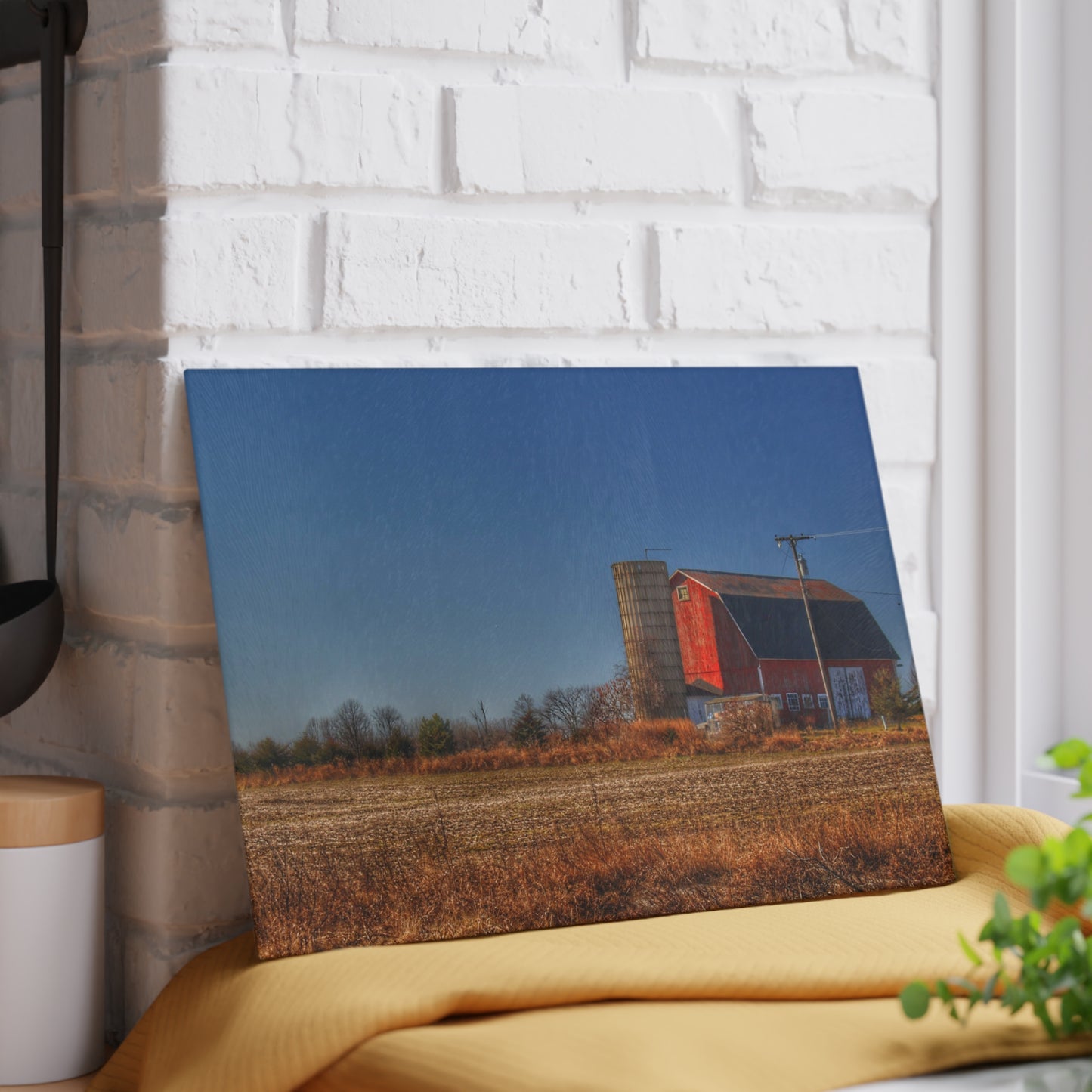 U R There Photography Applegate Road Red Rustic Farmhouse Tempered-Glass Cutting Board