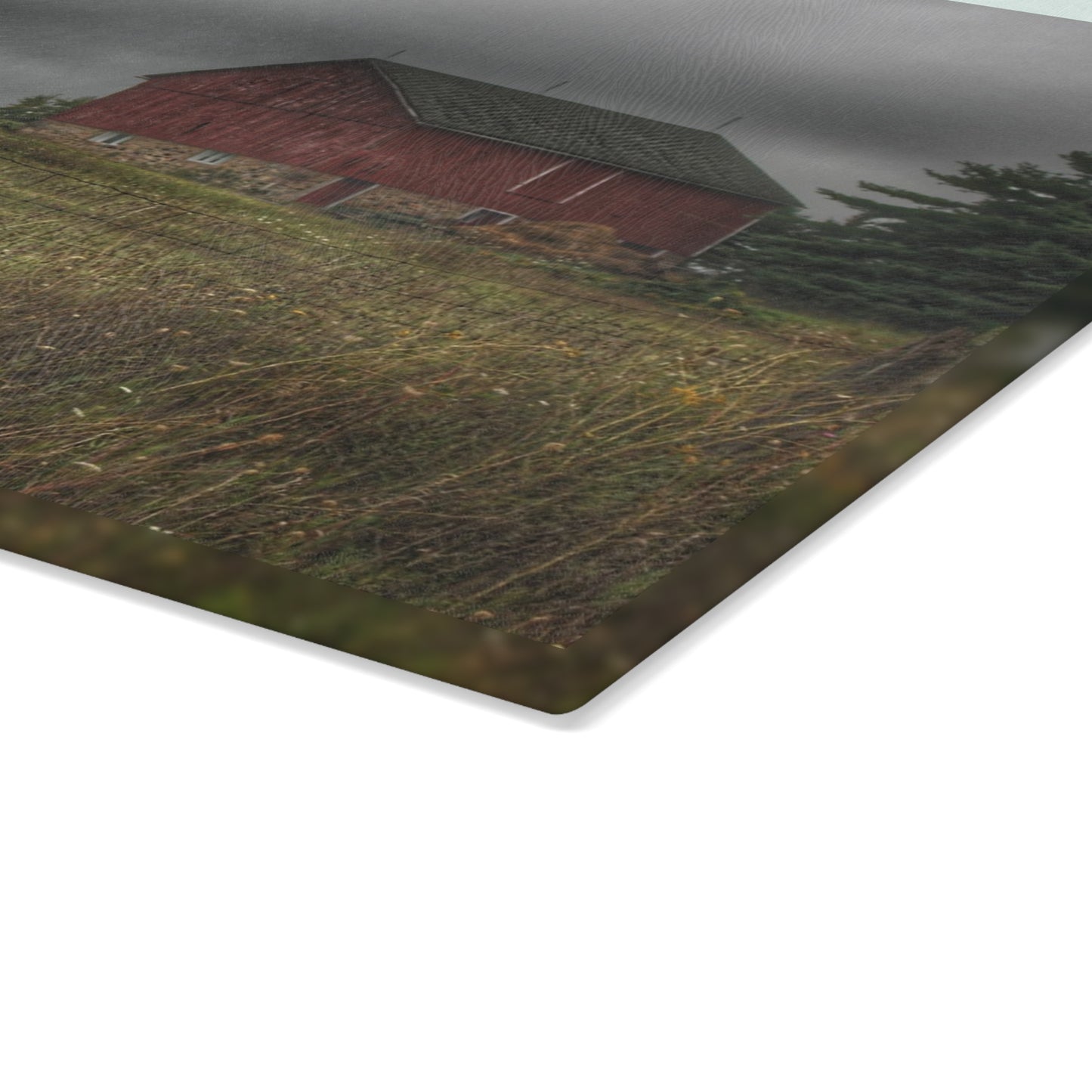 U R There Photography Stone Red Rustic Farmhouse Tempered-Glass Cutting Board