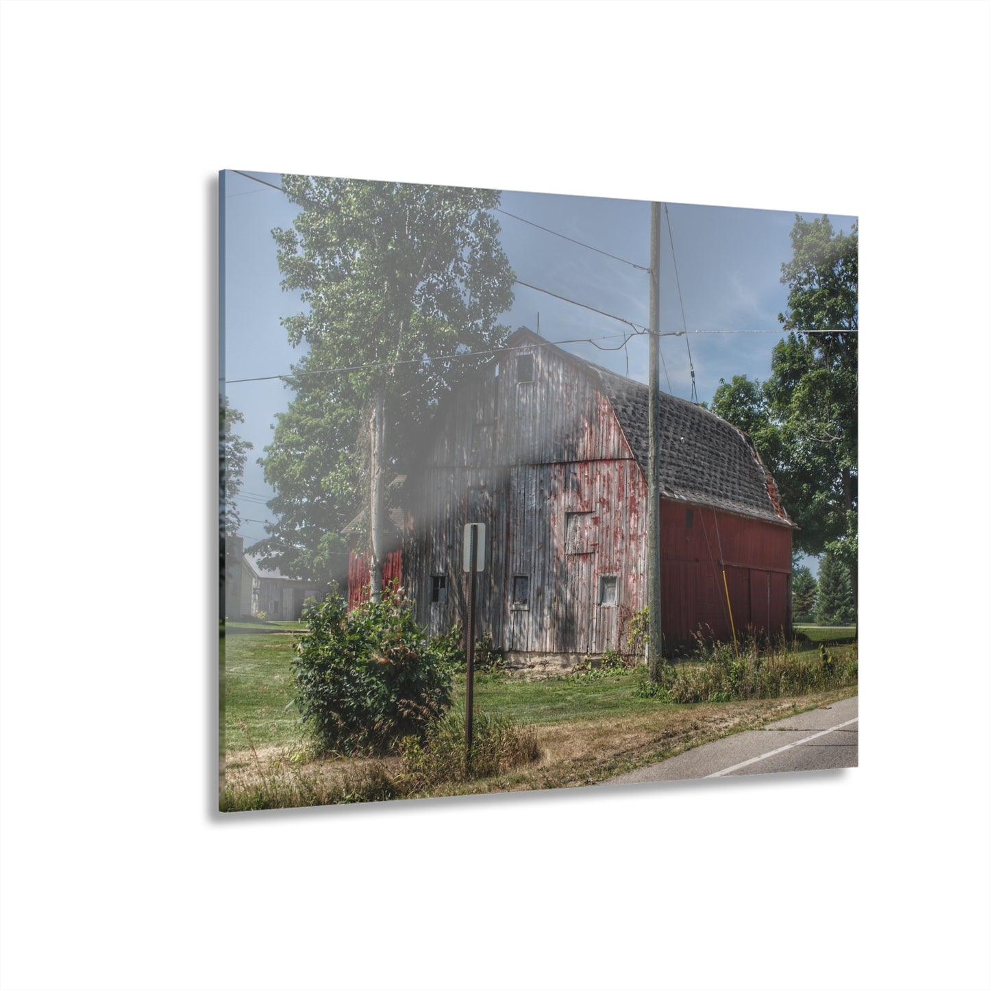U R There Photography Roods Lake Road Red II Rustic Farmhouse Acrylic Wall Print