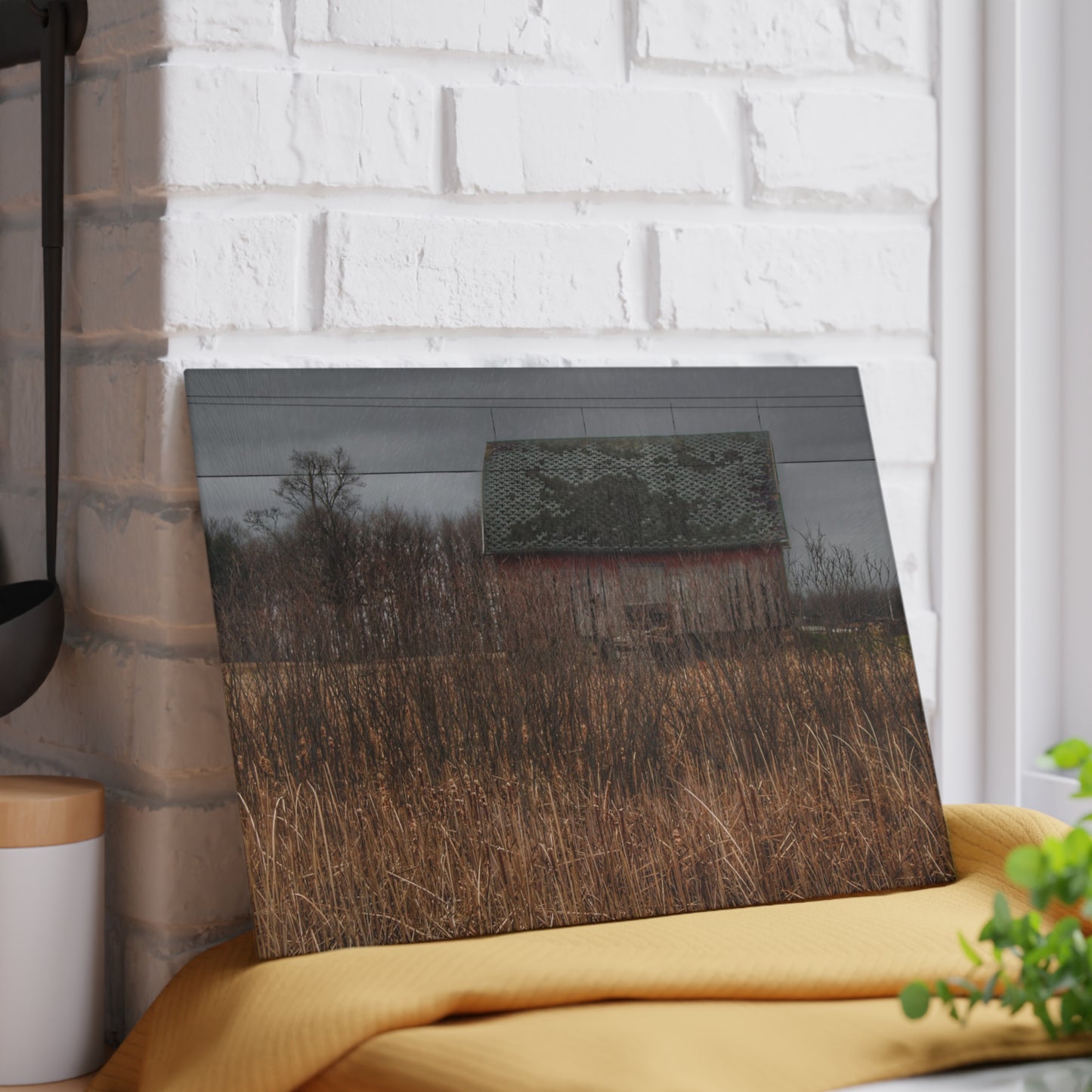 U R There Photography Brown Road Rustic Rustic Farmhouse Tempered-Glass Cutting Board