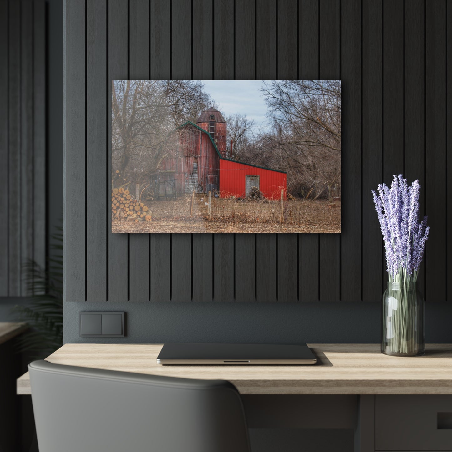 U R There Photography Bray Road Hidden Barnyard Red I Rustic Farmhouse Acrylic Wall Print