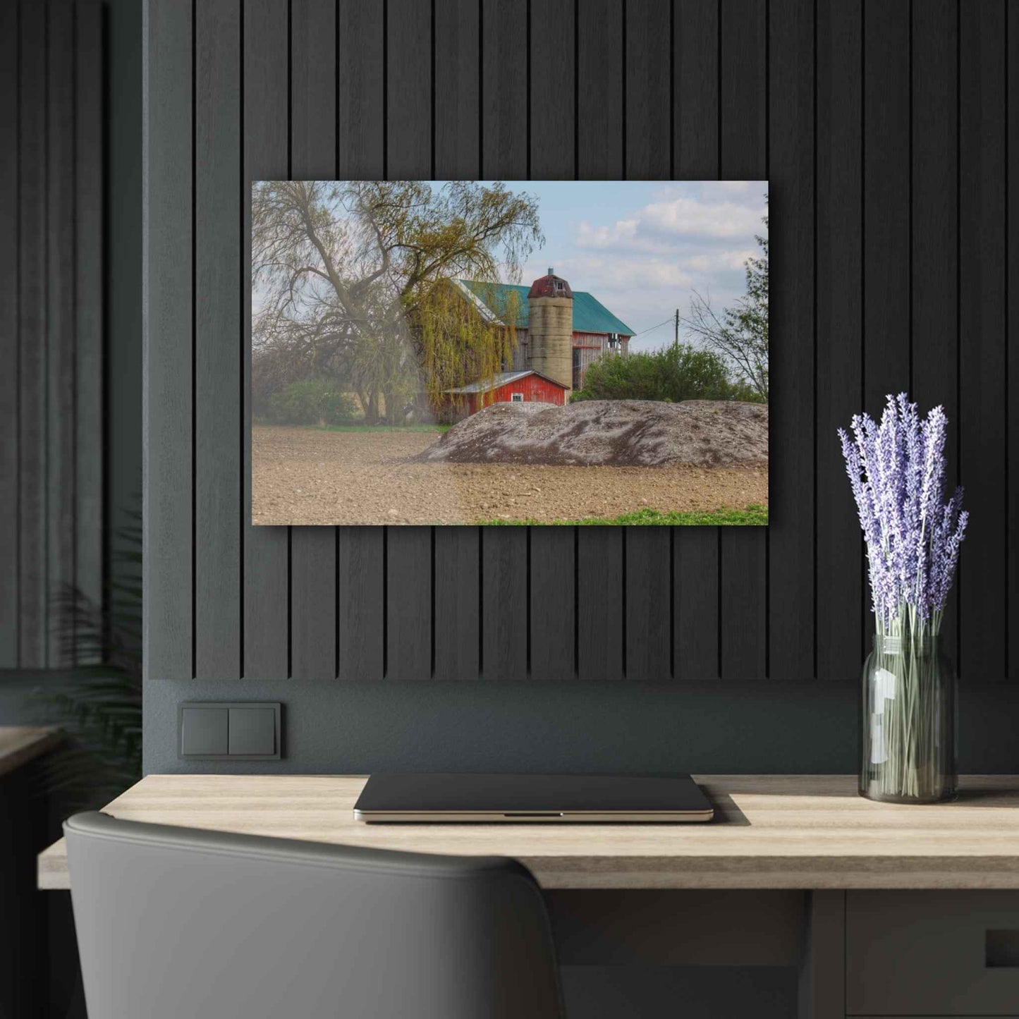 U R There Photography Cedar Creek Road Red Rustic Farmhouse Acrylic Wall Print