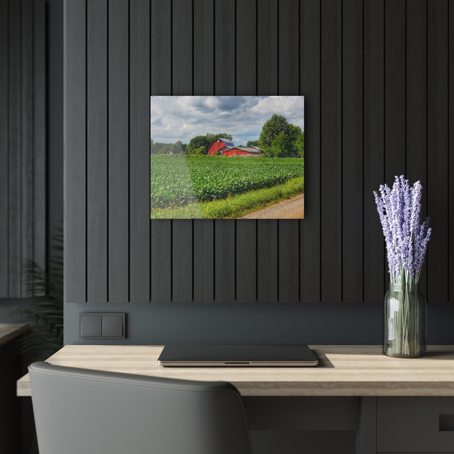 U R There Photography Block Road Reds Rustic Farmhouse Acrylic Wall Print