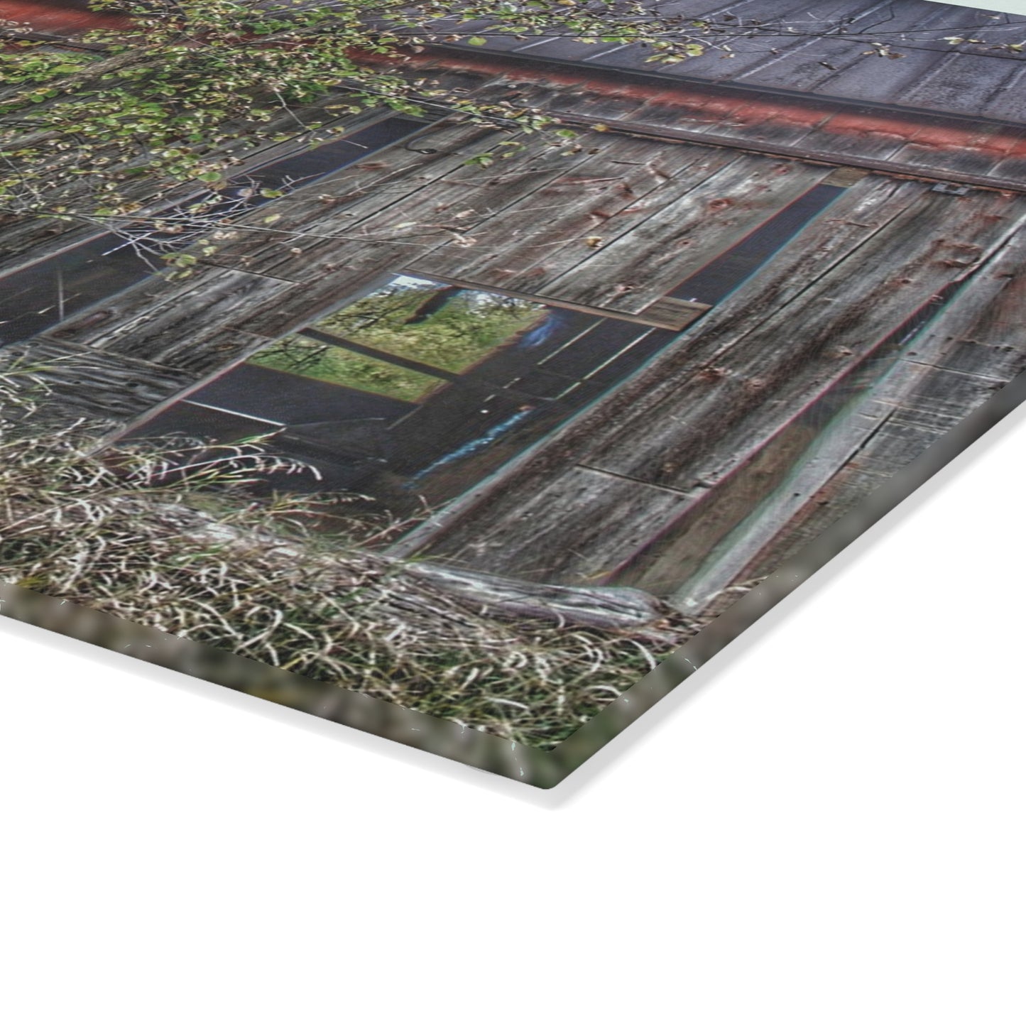 U R There Photography Annie's Barn II Rustic Farmhouse Tempered-Glass Cutting Board