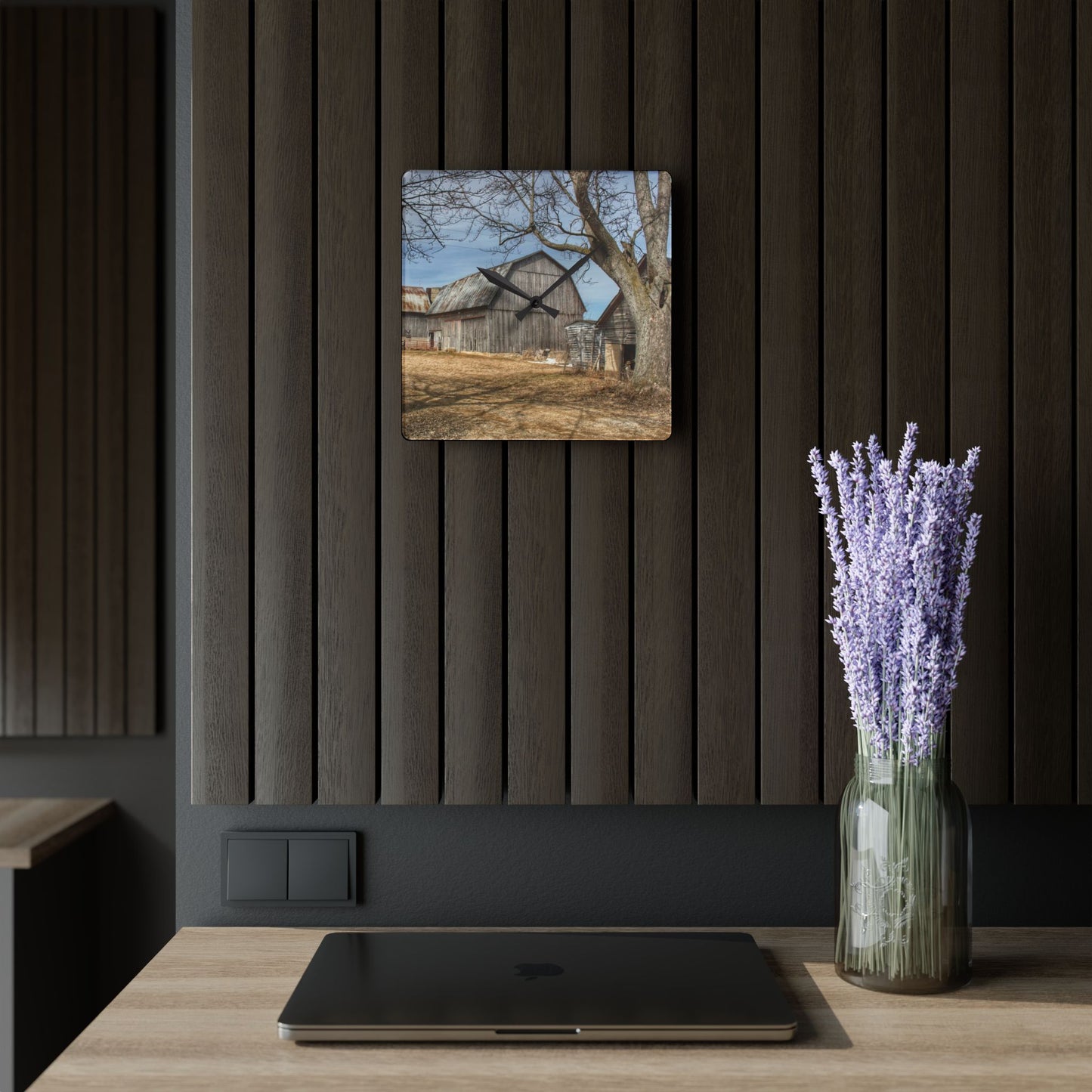 U R There Photography Church Road Greys Rustic Farmhouse Acrylic Analog Wall Clock