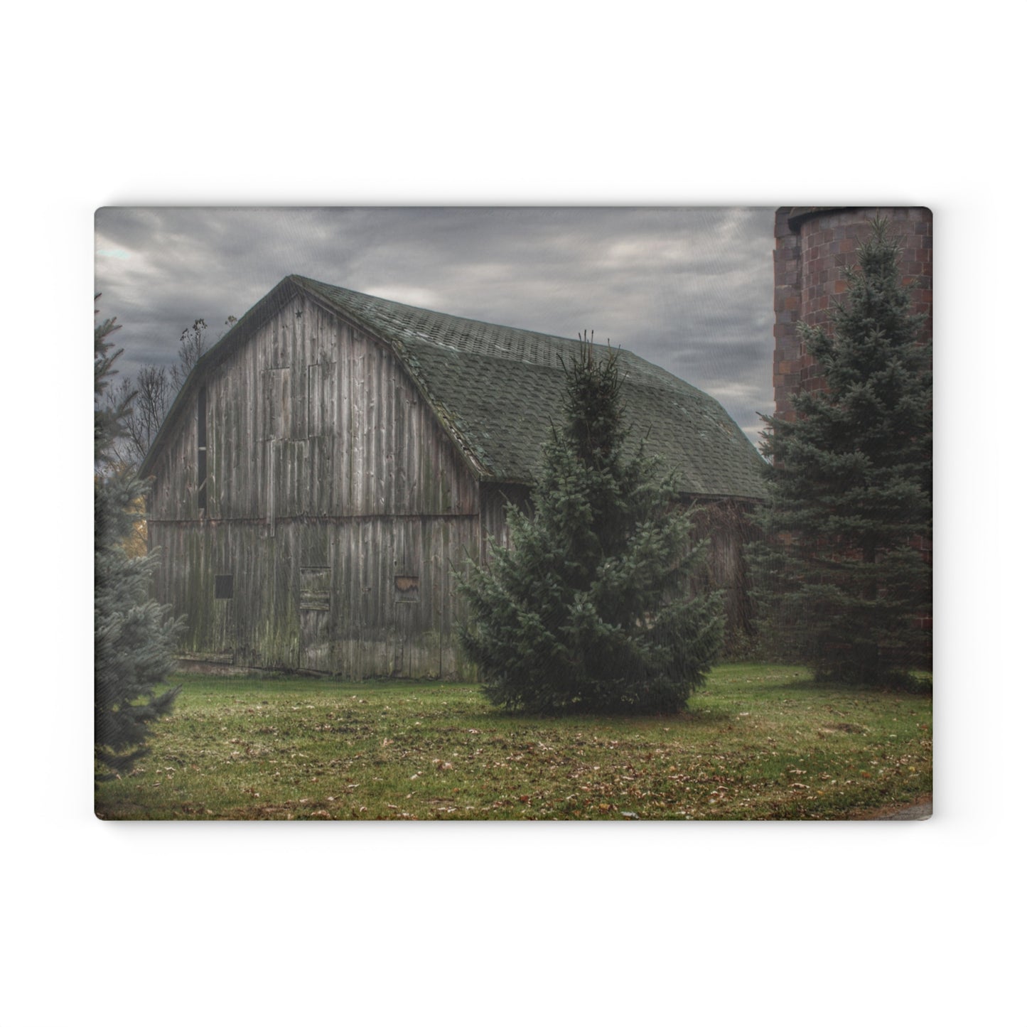U R There Photography Pero Lake Road Grey I Rustic Farmhouse Tempered-Glass Cutting Board