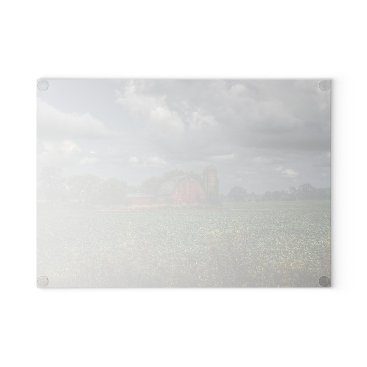 U R There Photography Church Road Red Rustic Farmhouse Tempered-Glass Cutting Board