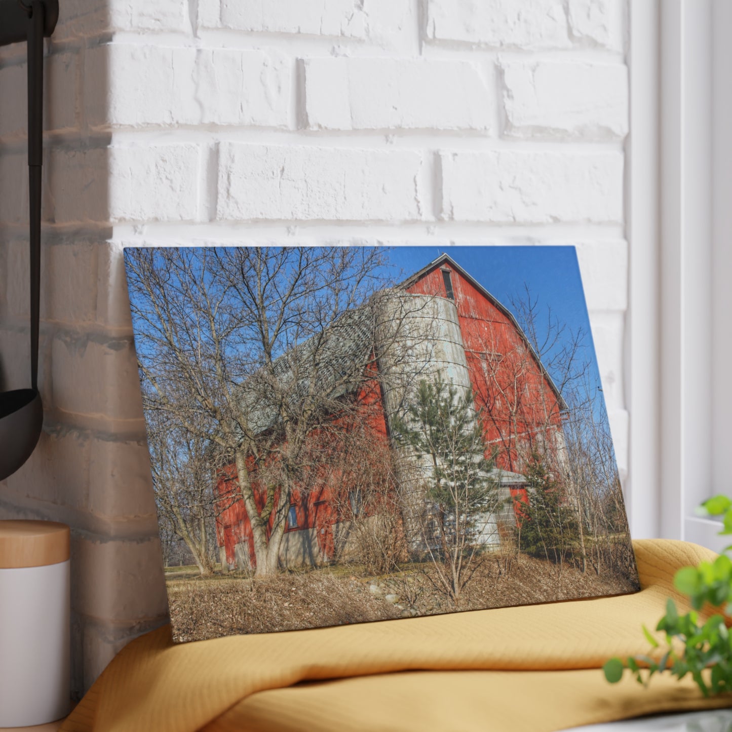 U R There Photography Van Dyke Red I Rustic Farmhouse Tempered-Glass Cutting Board