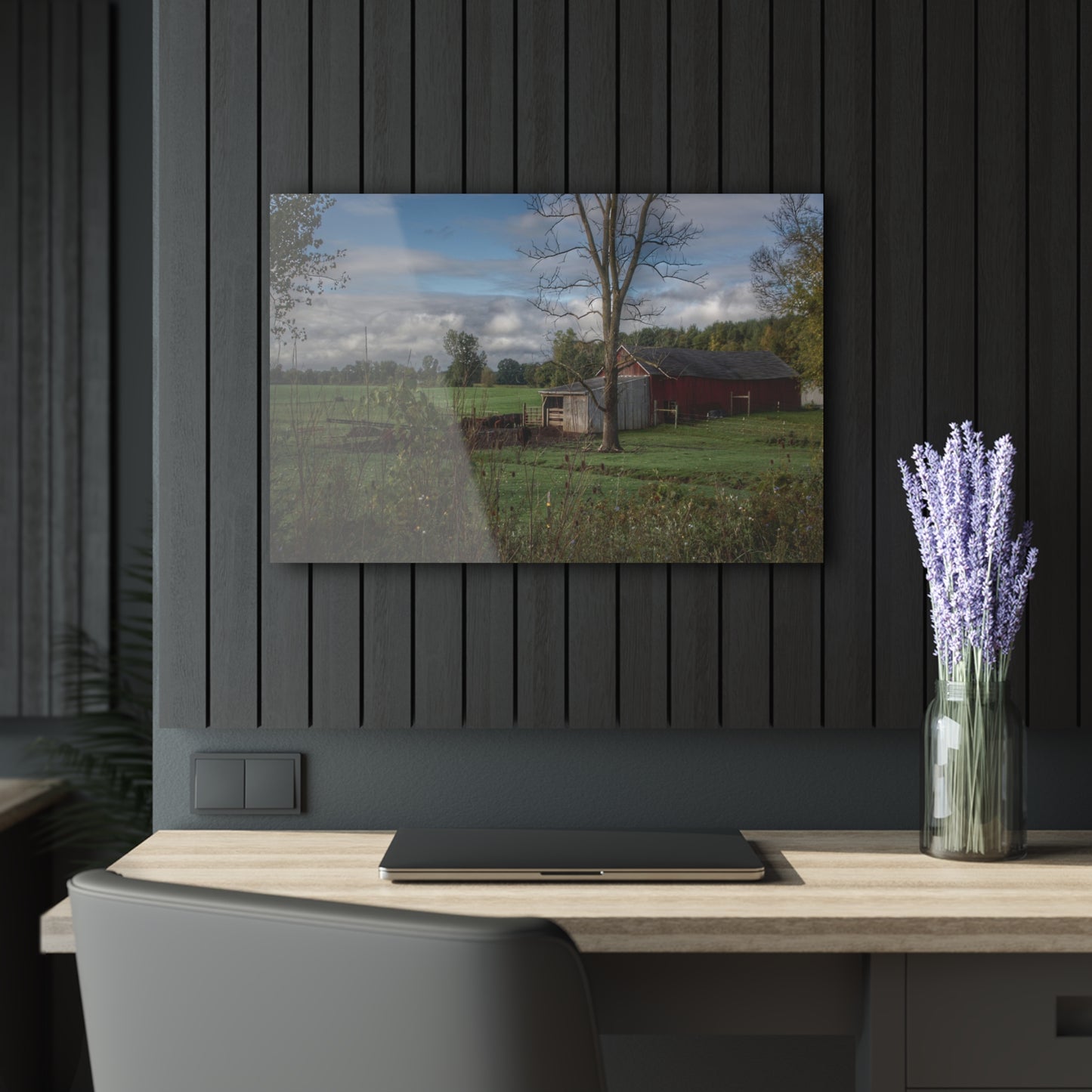 U R There Photography West Oregon Road Hidden Red IV Rustic Farmhouse Acrylic Wall Print