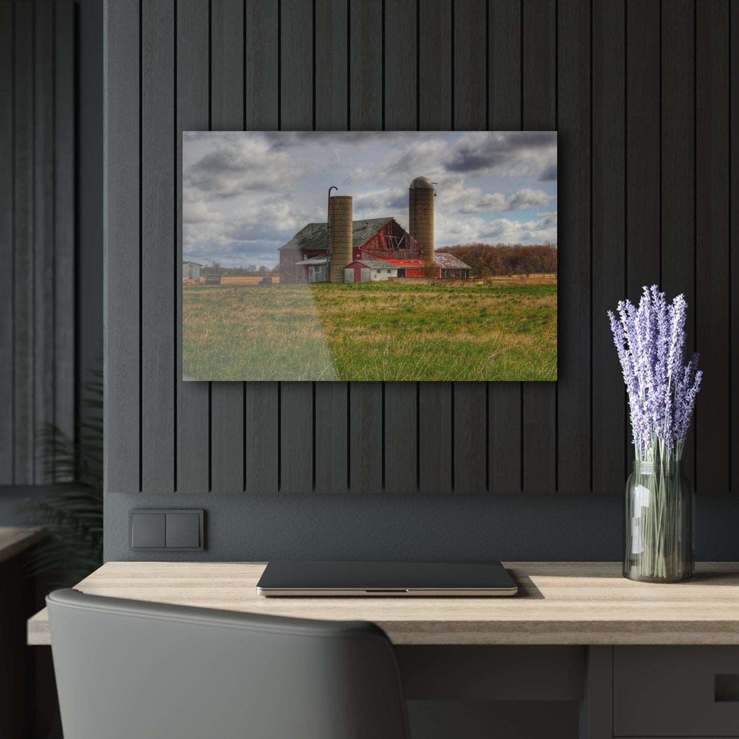 U R There Photography Centerline Road Red Rustic Farmhouse Acrylic Wall Print