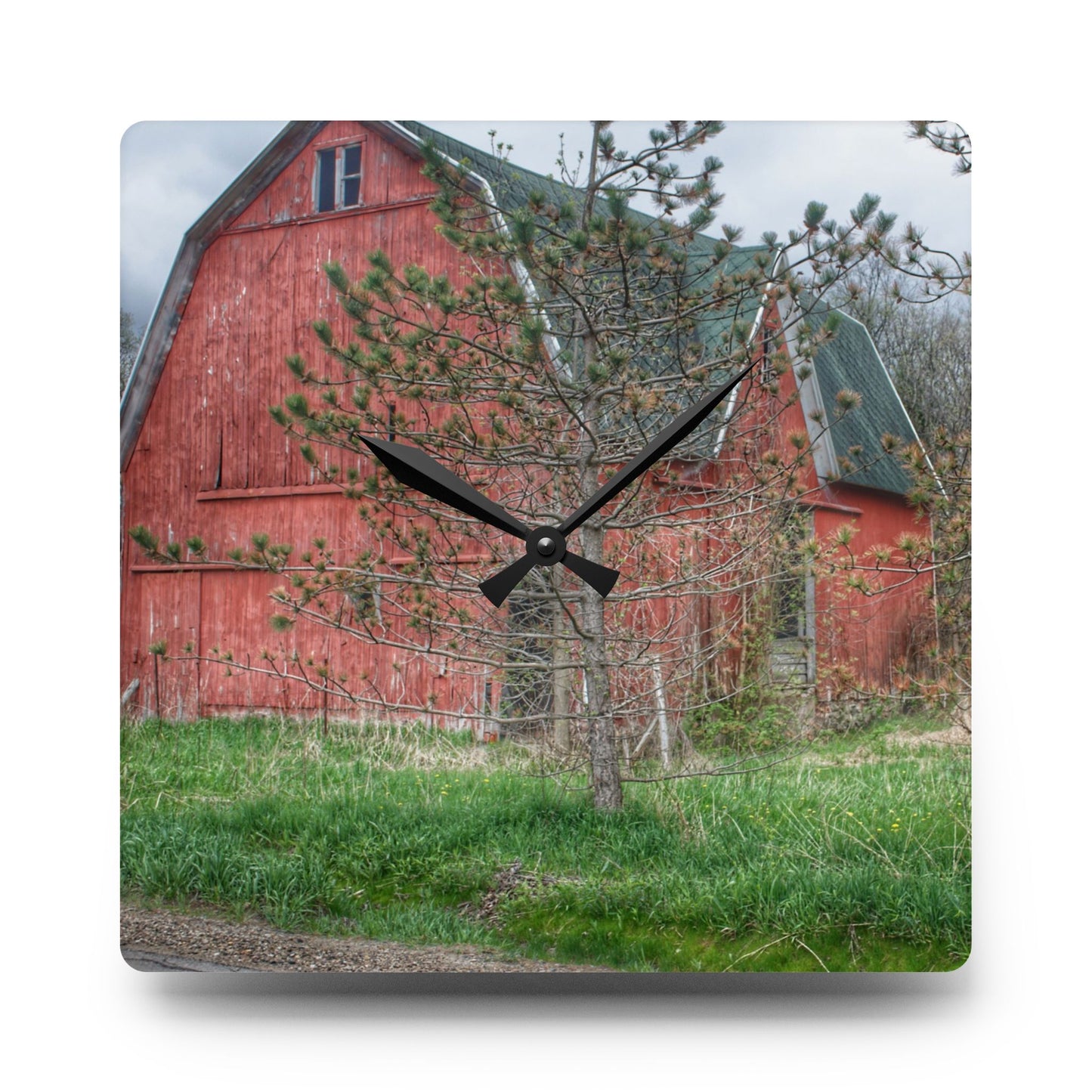 U R There Photography Hickory Ridge Red II Rustic Farmhouse Acrylic Analog Wall Clock