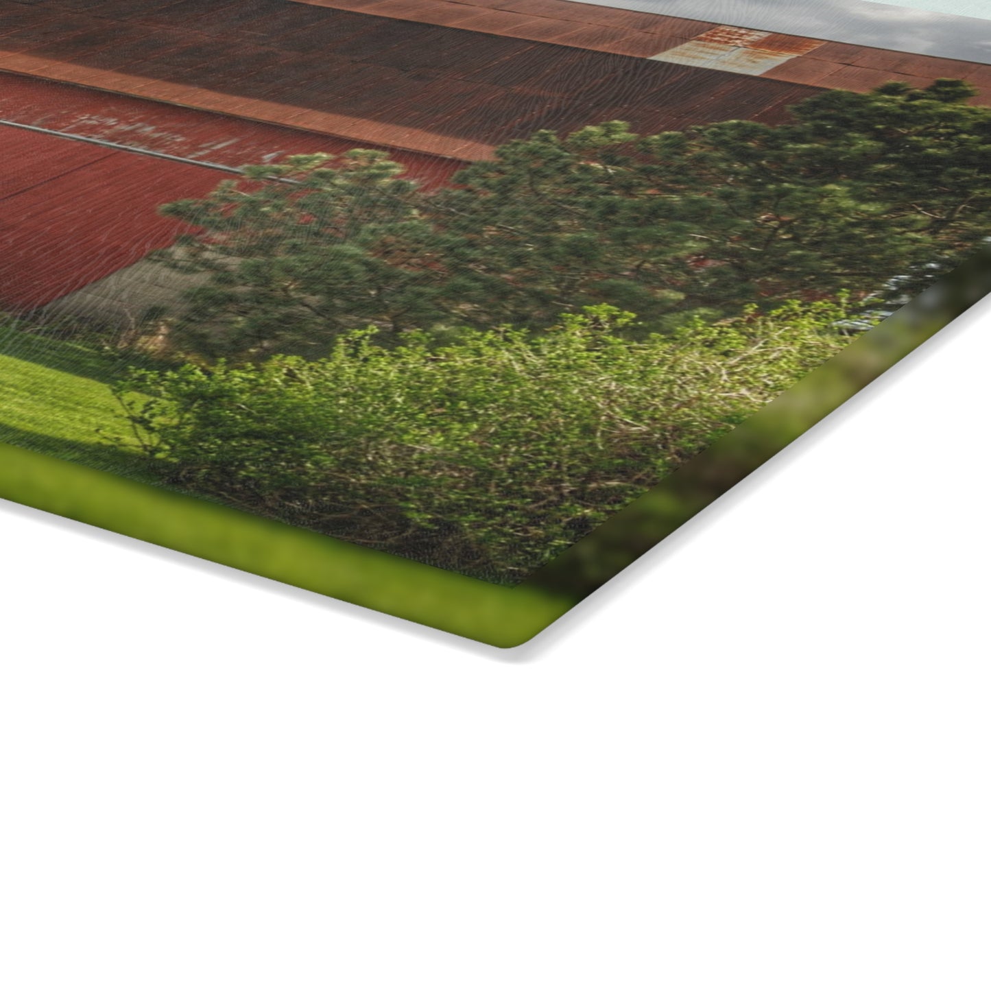 U R There Photography Big Red I Rustic Farmhouse Tempered-Glass Cutting Board