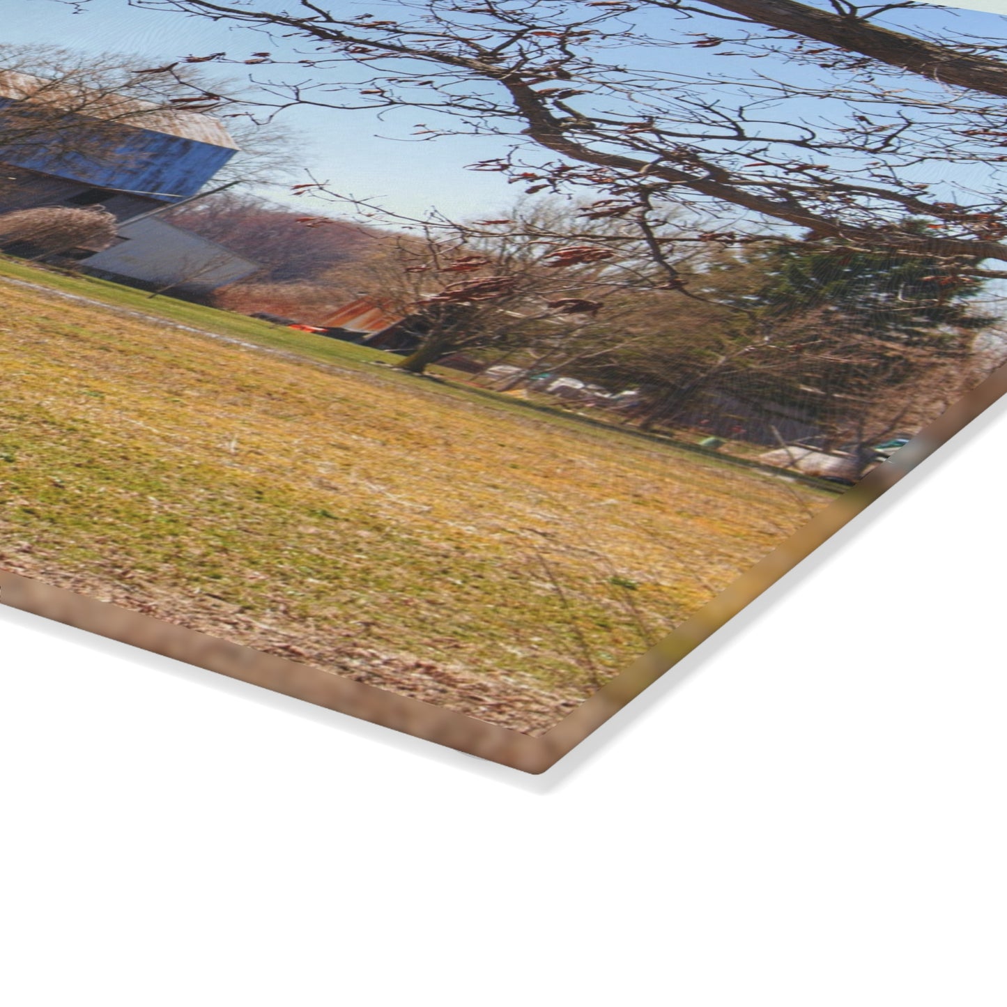 U R There Photography Rider Road Greys Rustic Farmhouse Tempered-Glass Cutting Board