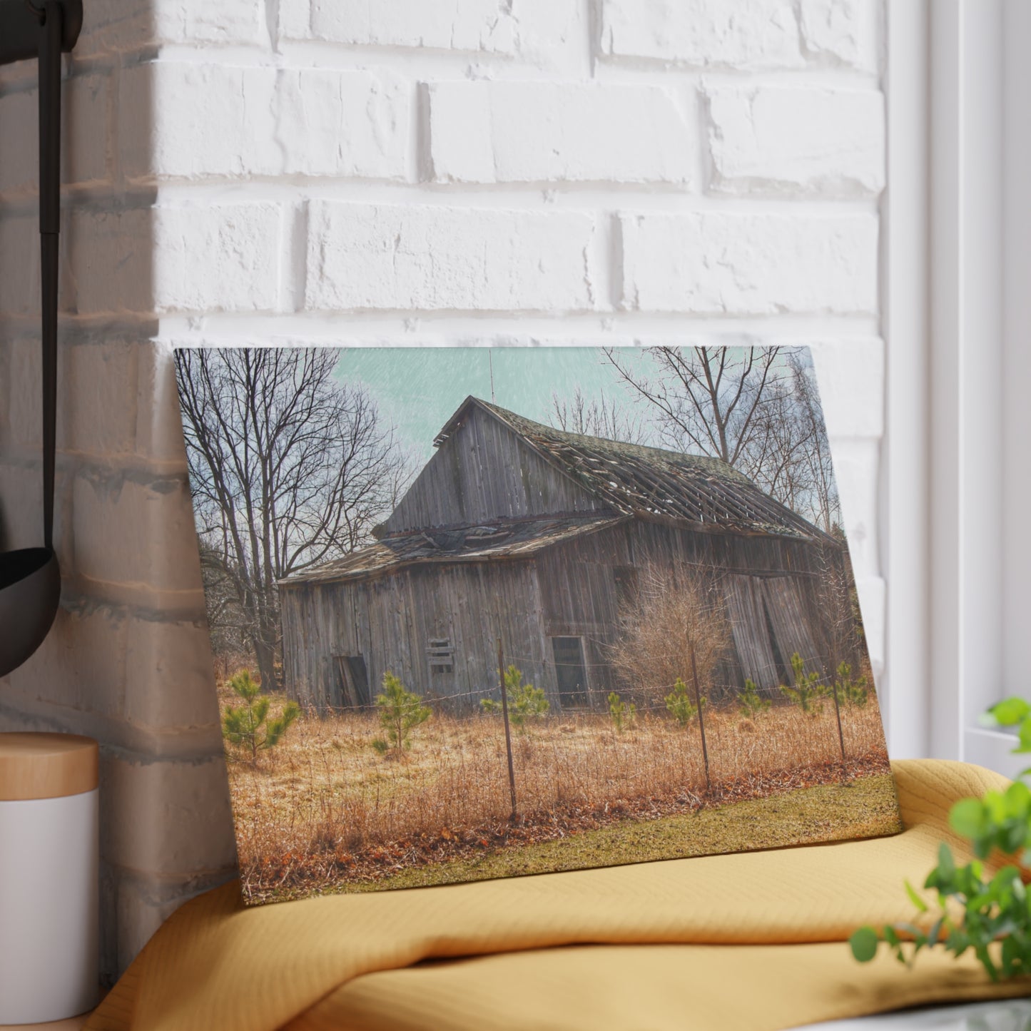 U R There Photography Leix Road Forgotten Grey I Rustic Farmhouse Tempered-Glass Cutting Board