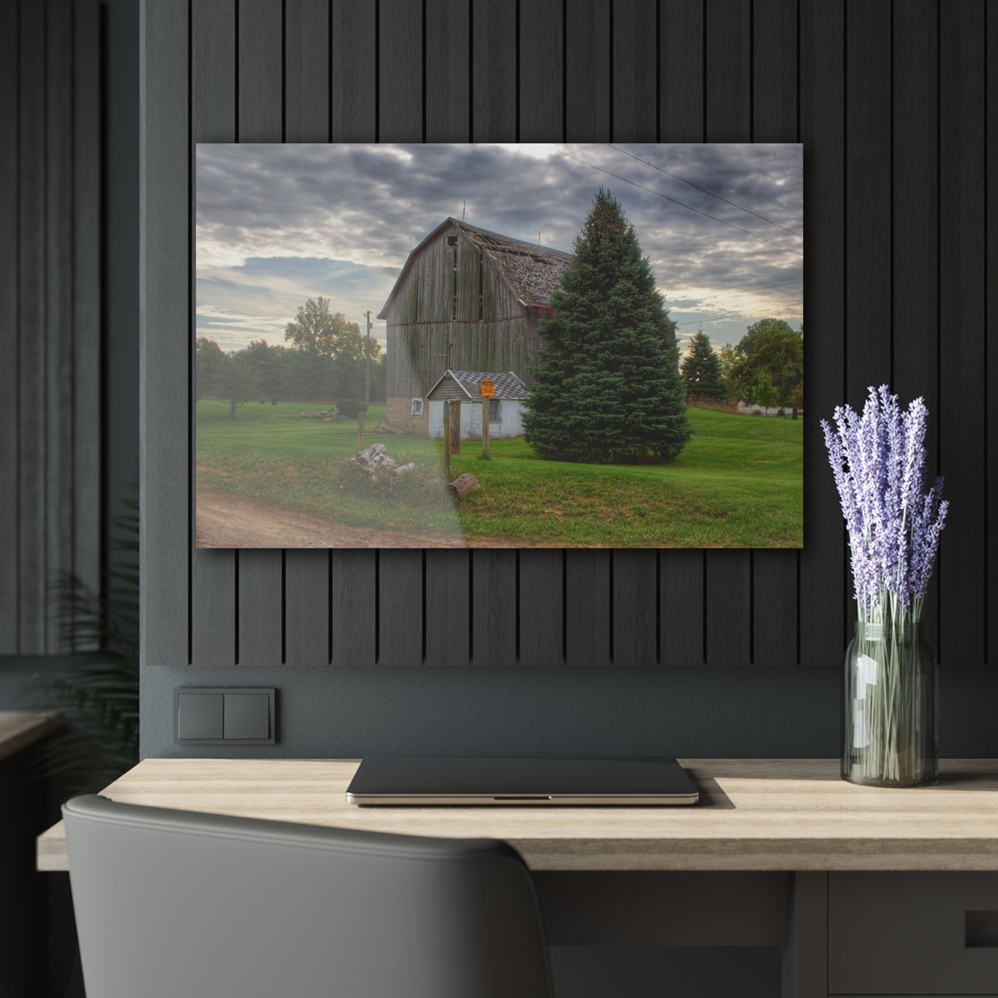 U R There Photography Rich Road Falling Grey II Rustic Farmhouse Acrylic Wall Print