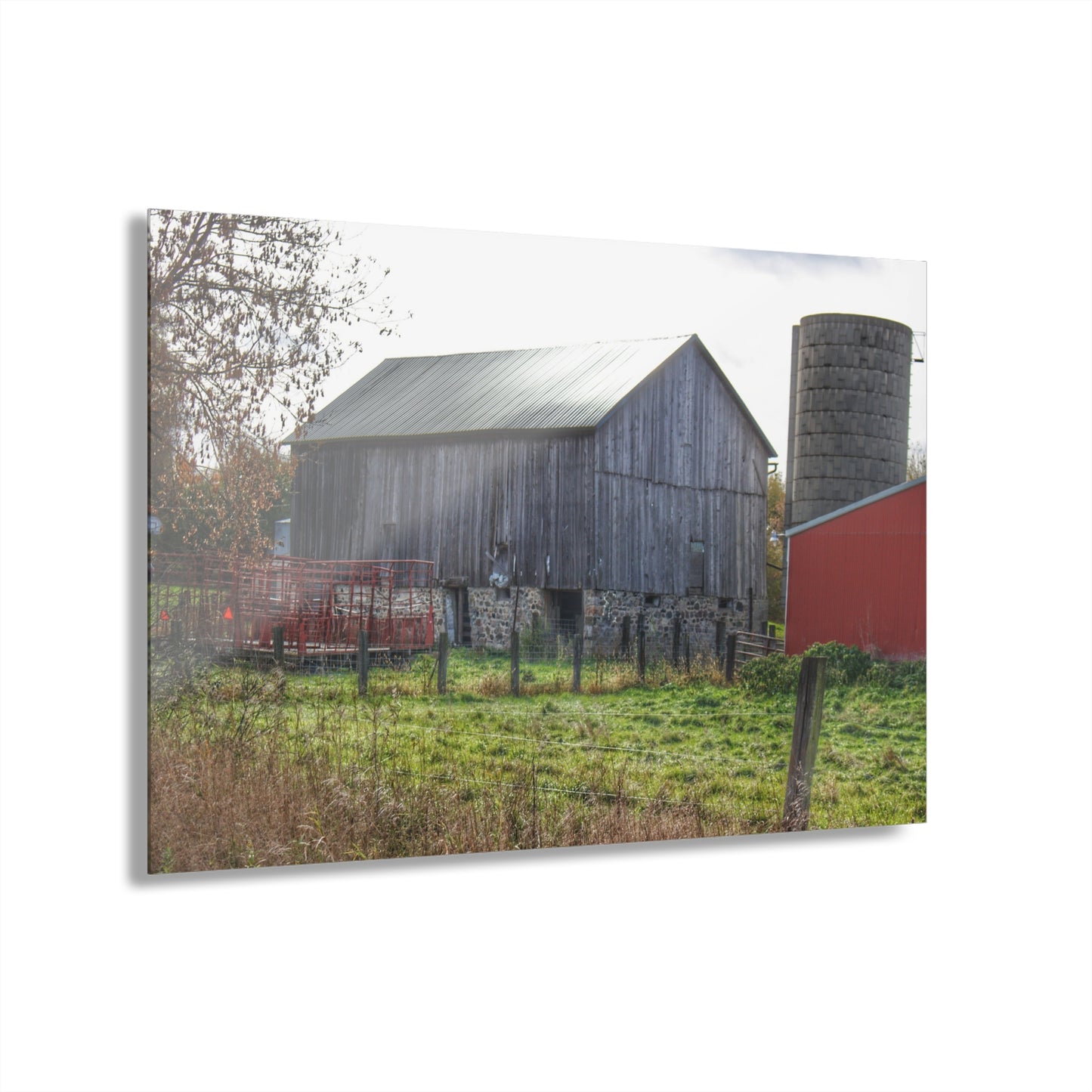 U R There Photography Slattery Road Fieldstone Grey Rustic Farmhouse Acrylic Wall Print