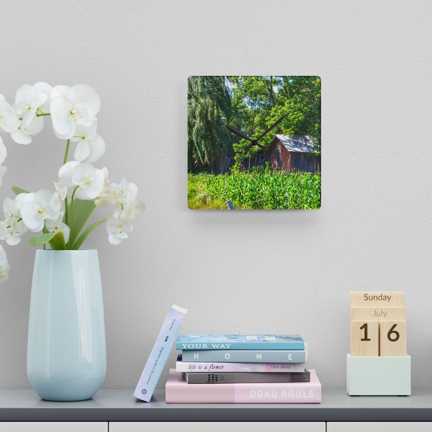 U R There Photography Roadside Ruin Rustic Farmhouse Acrylic Analog Wall Clock