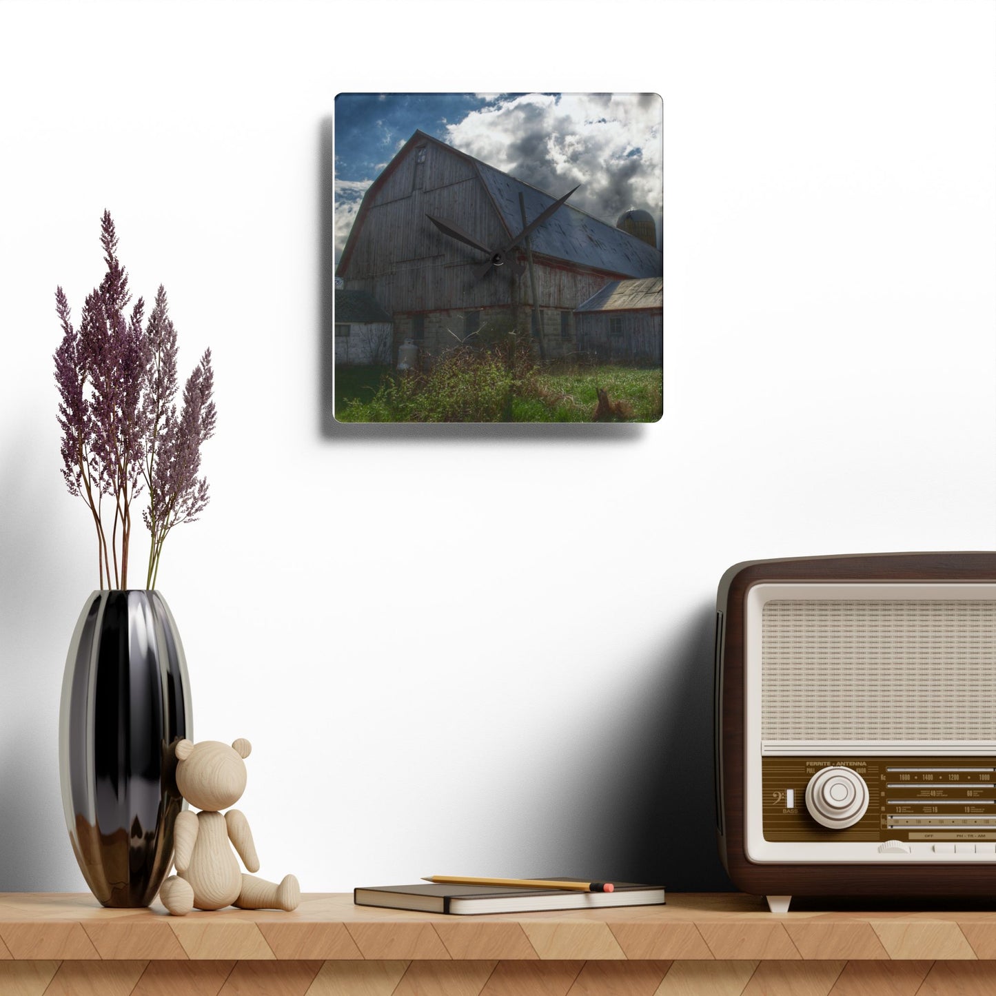 U R There Photography Sandusky Grey II Rustic Farmhouse Acrylic Analog Wall Clock