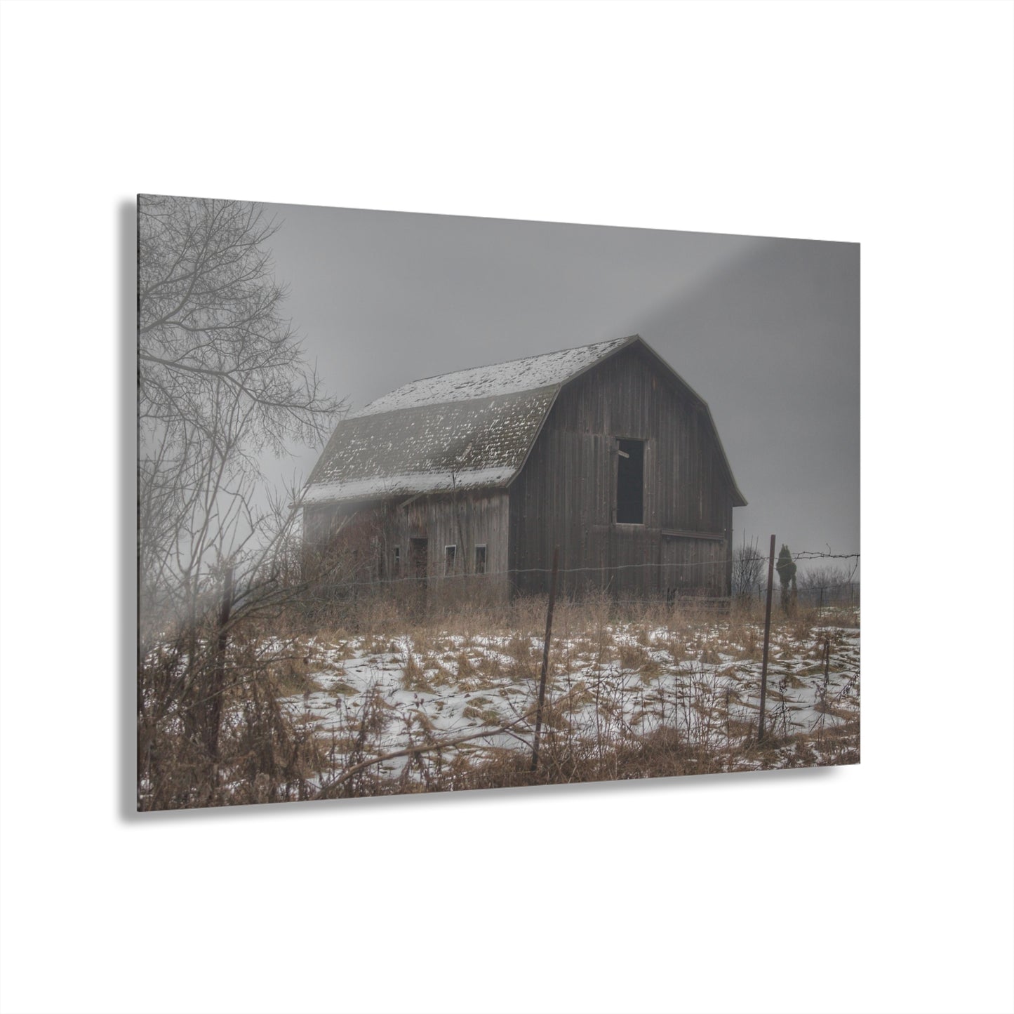 U R There Photography South Kirk Road Grey Rustic Farmhouse Acrylic Wall Print