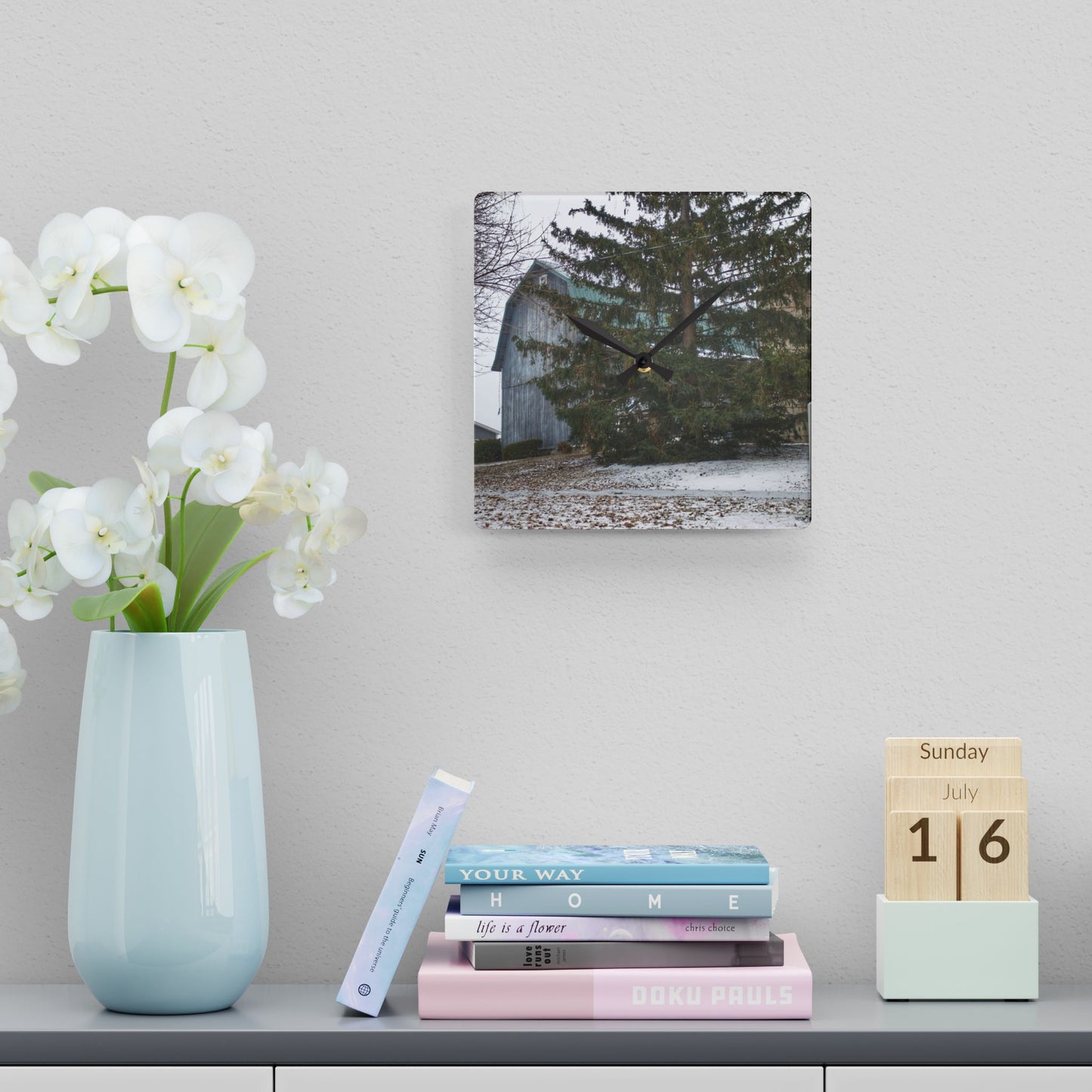 U R There Photography Hollow Corners Hidden Rustic Farmhouse Acrylic Analog Wall Clock