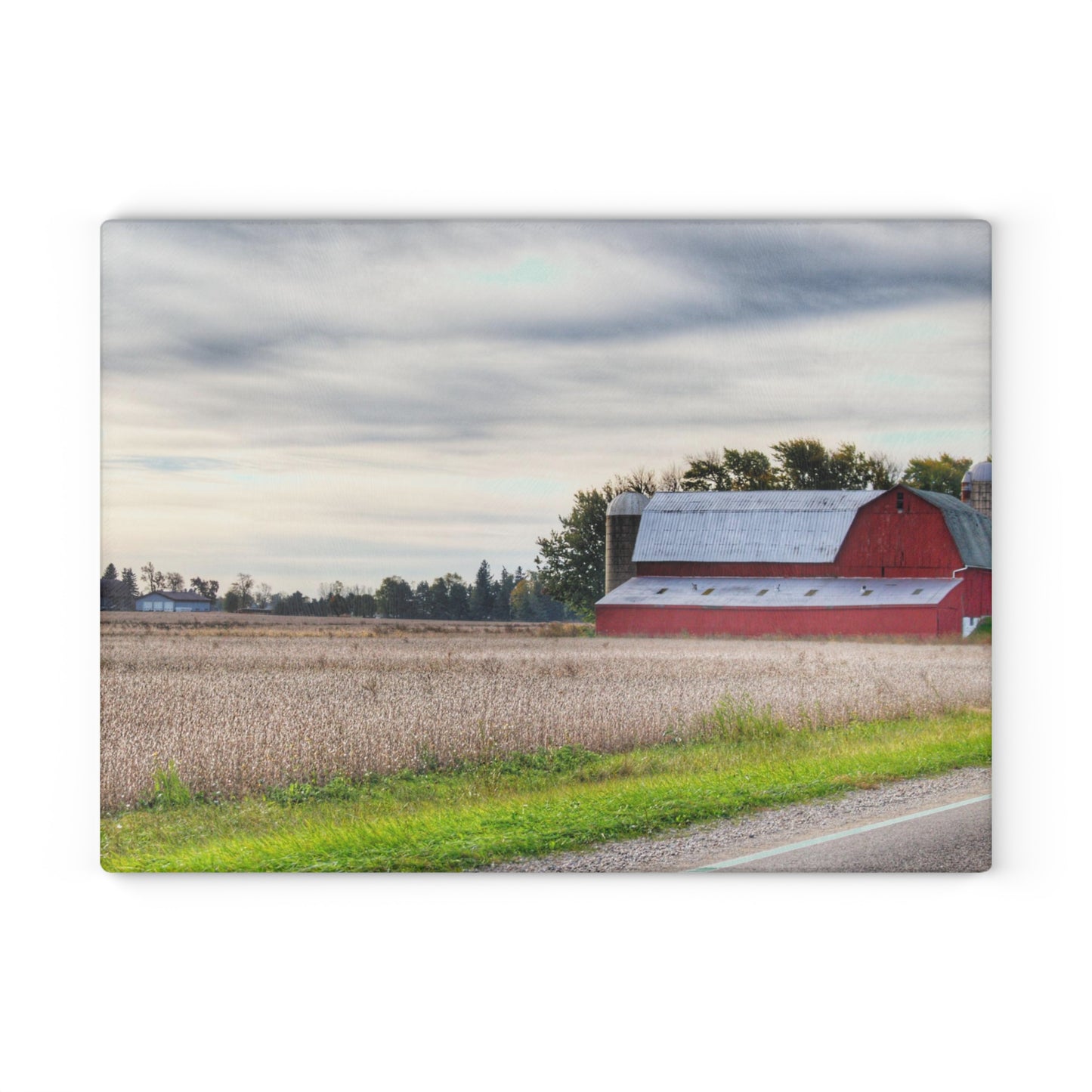 U R There Photography Brown City Red II Rustic Farmhouse Tempered-Glass Cutting Board