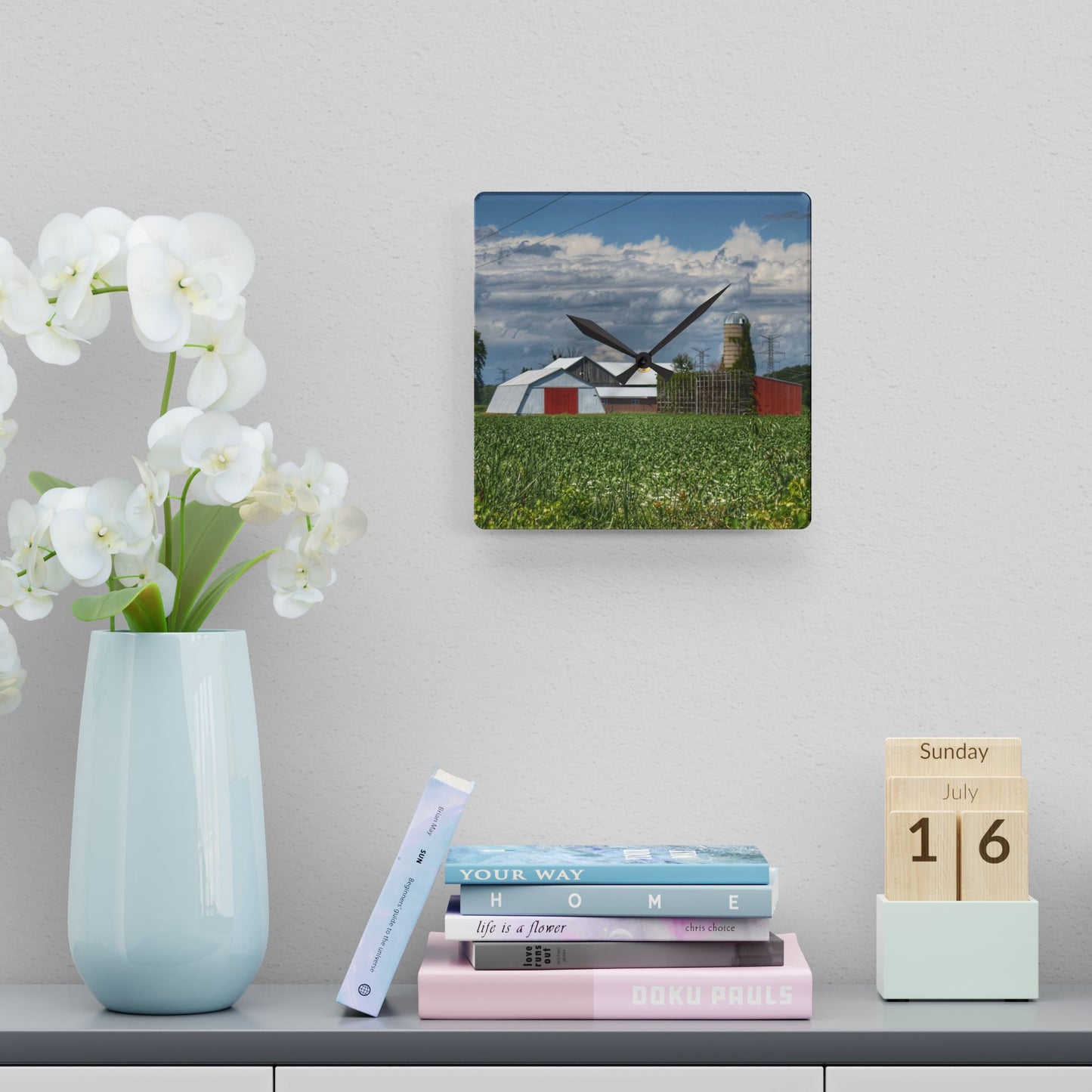 U R There Photography Montrose Farm I Rustic Farmhouse Acrylic Analog Wall Clock