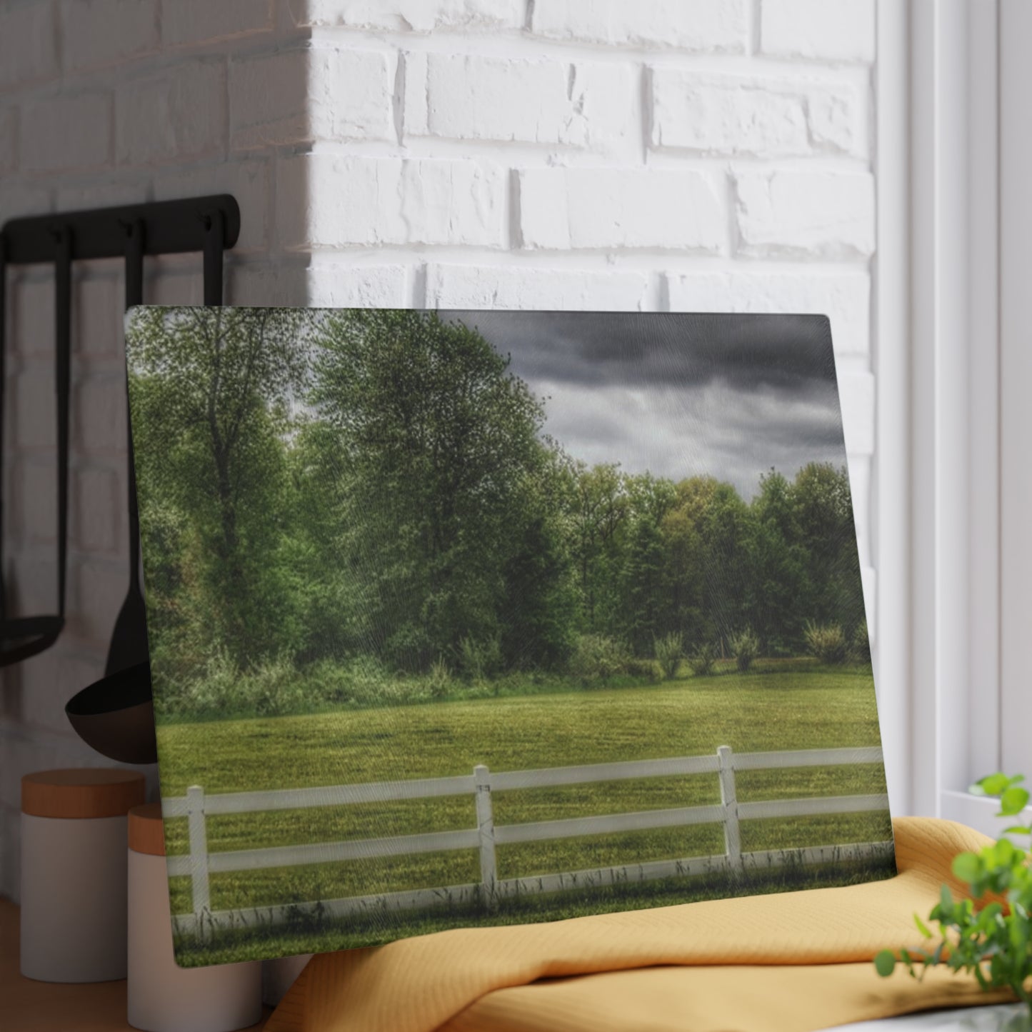 U R There Photography Beyond the White Fence Rustic Farmhouse Tempered-Glass Cutting Board