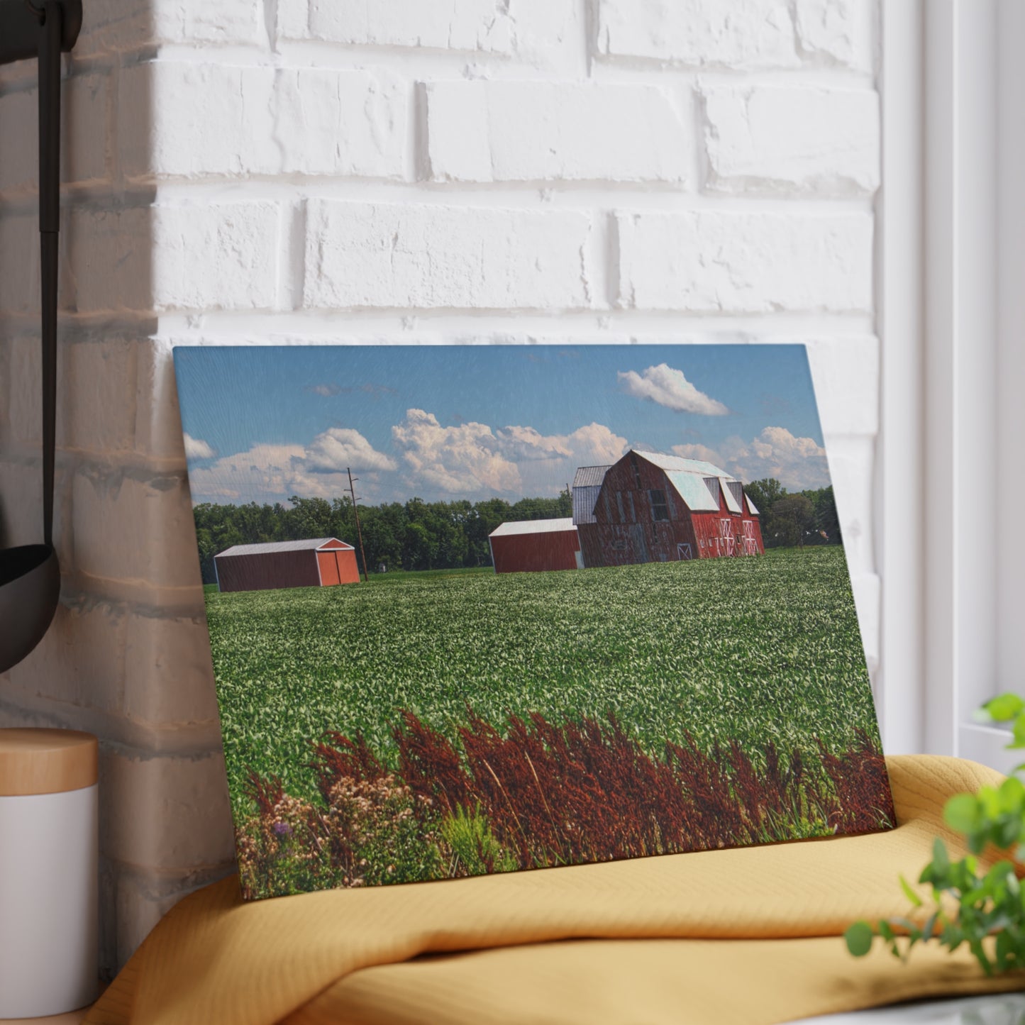 U R There Photography South Gera Road Red Rustic Farmhouse Tempered-Glass Cutting Board