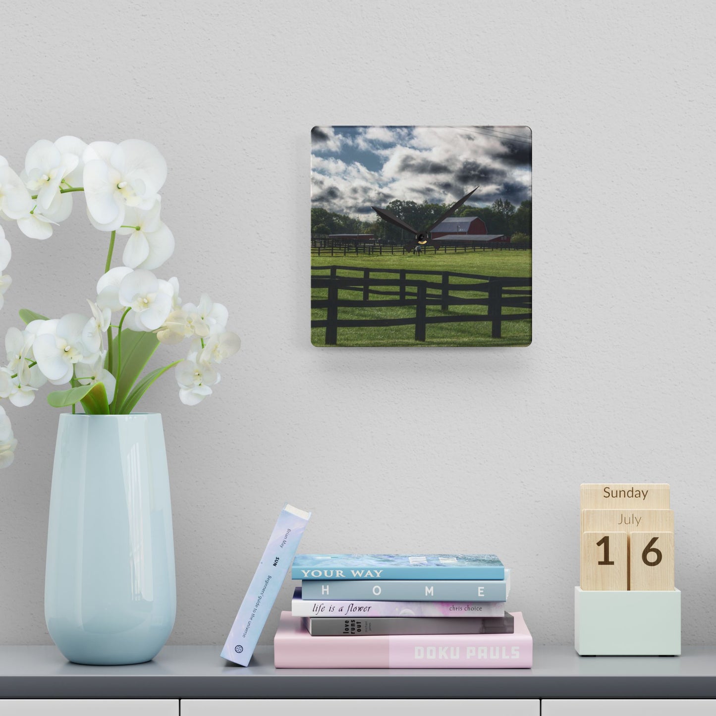 U R There Photography Hosner Road Farm Rustic Farmhouse Acrylic Analog Wall Clock