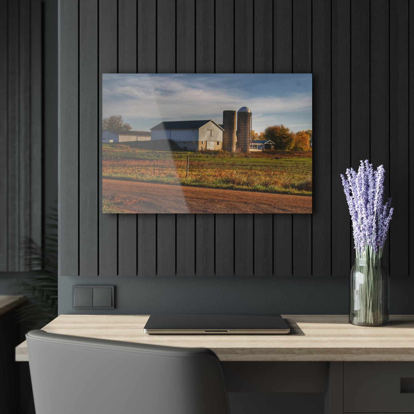 U R There Photography Cade Road White Rustic Farmhouse Acrylic Wall Print