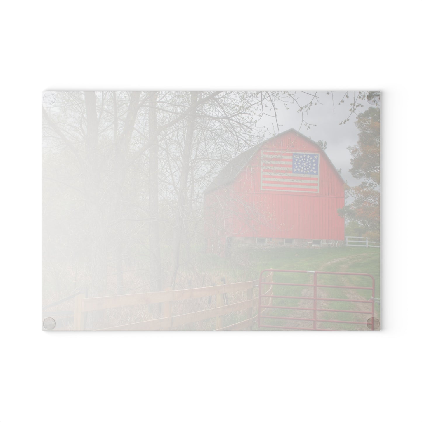 U R There Photography Patriot Red Rustic Farmhouse Tempered-Glass Cutting Board