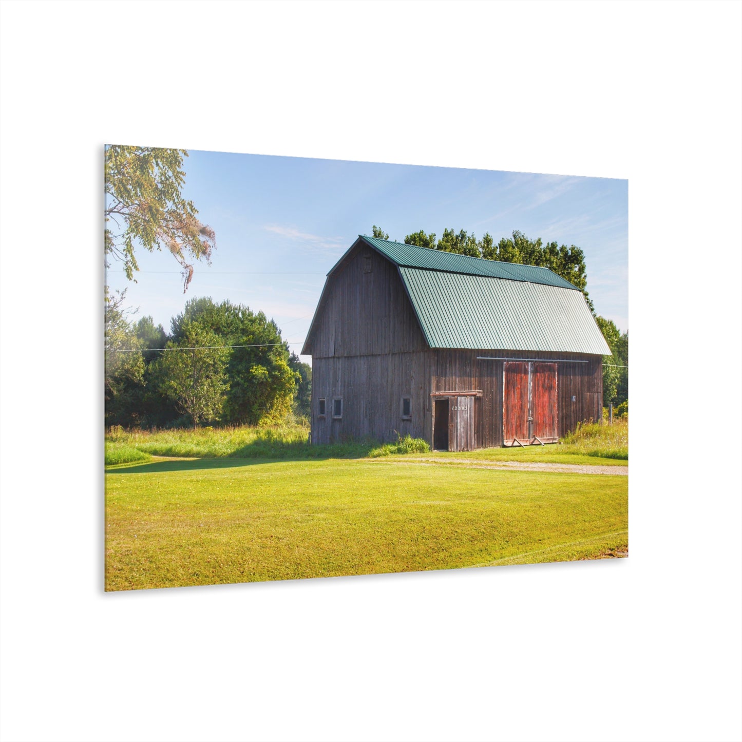 U R There Photography Red Door Barn of Mount Morris Road Rustic Farmhouse Acrylic Wall Print